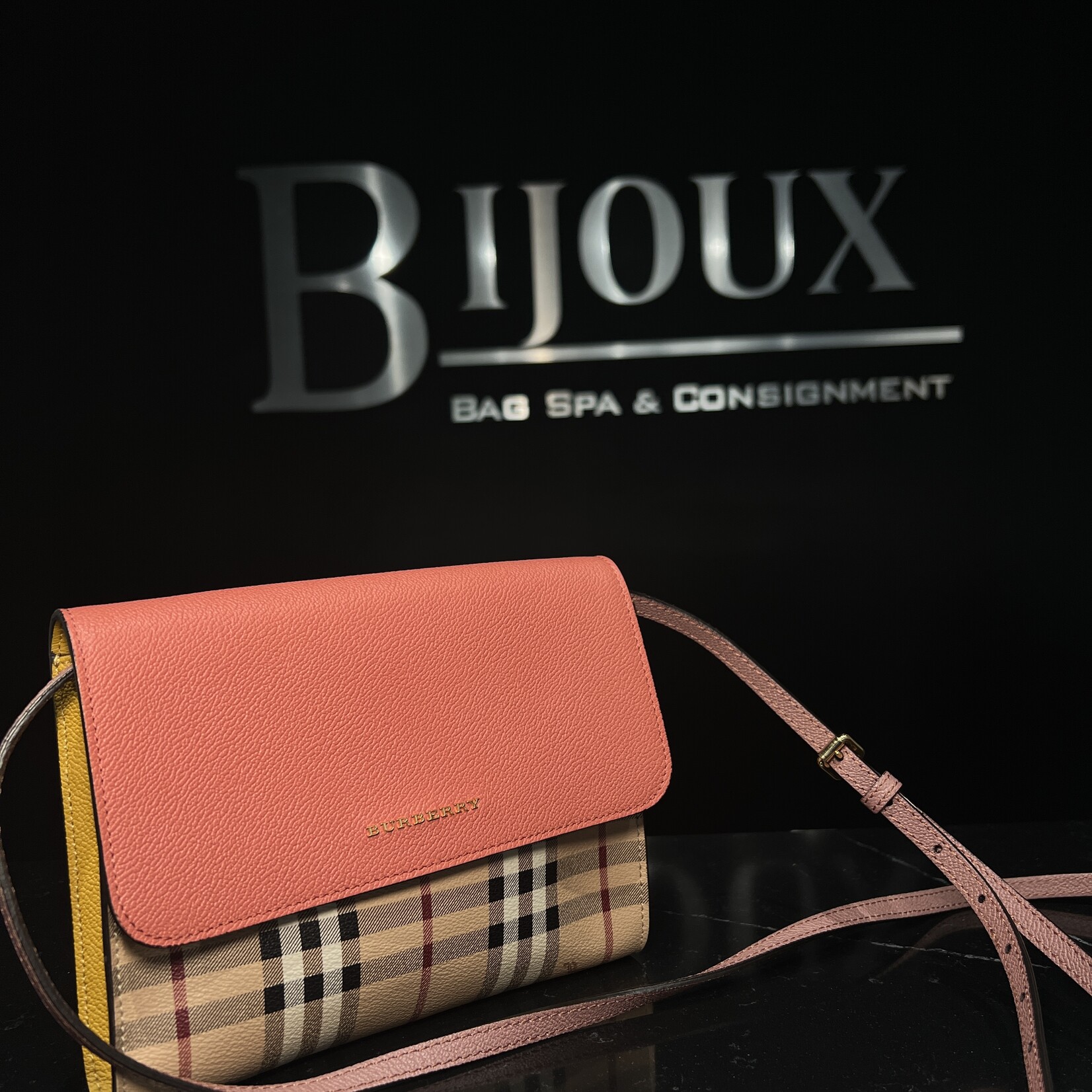 Burberry SOLD - Burberry Derby Haymarket Loxley Crossbody Pink