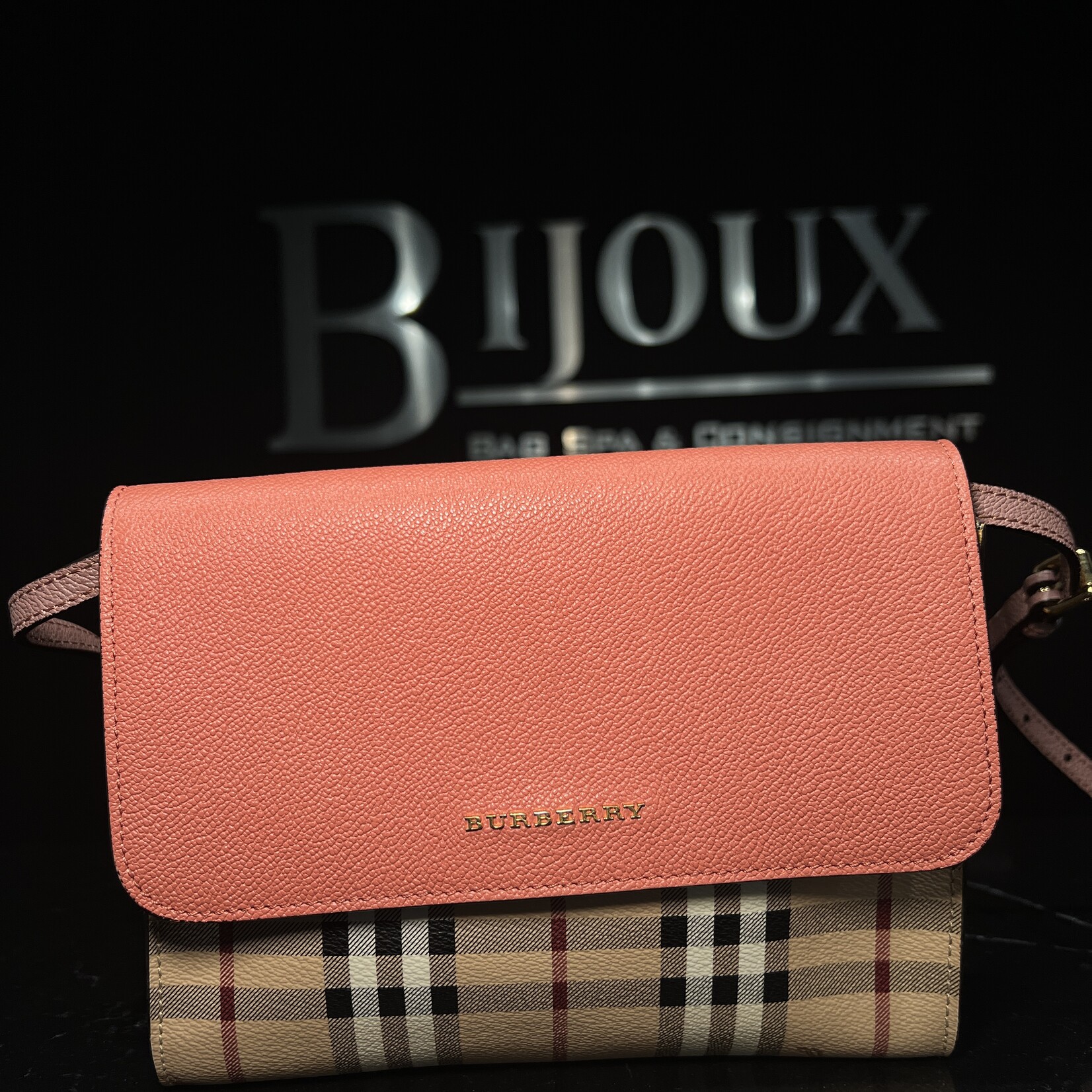Burberry SOLD - Burberry Derby Haymarket Loxley Crossbody Pink