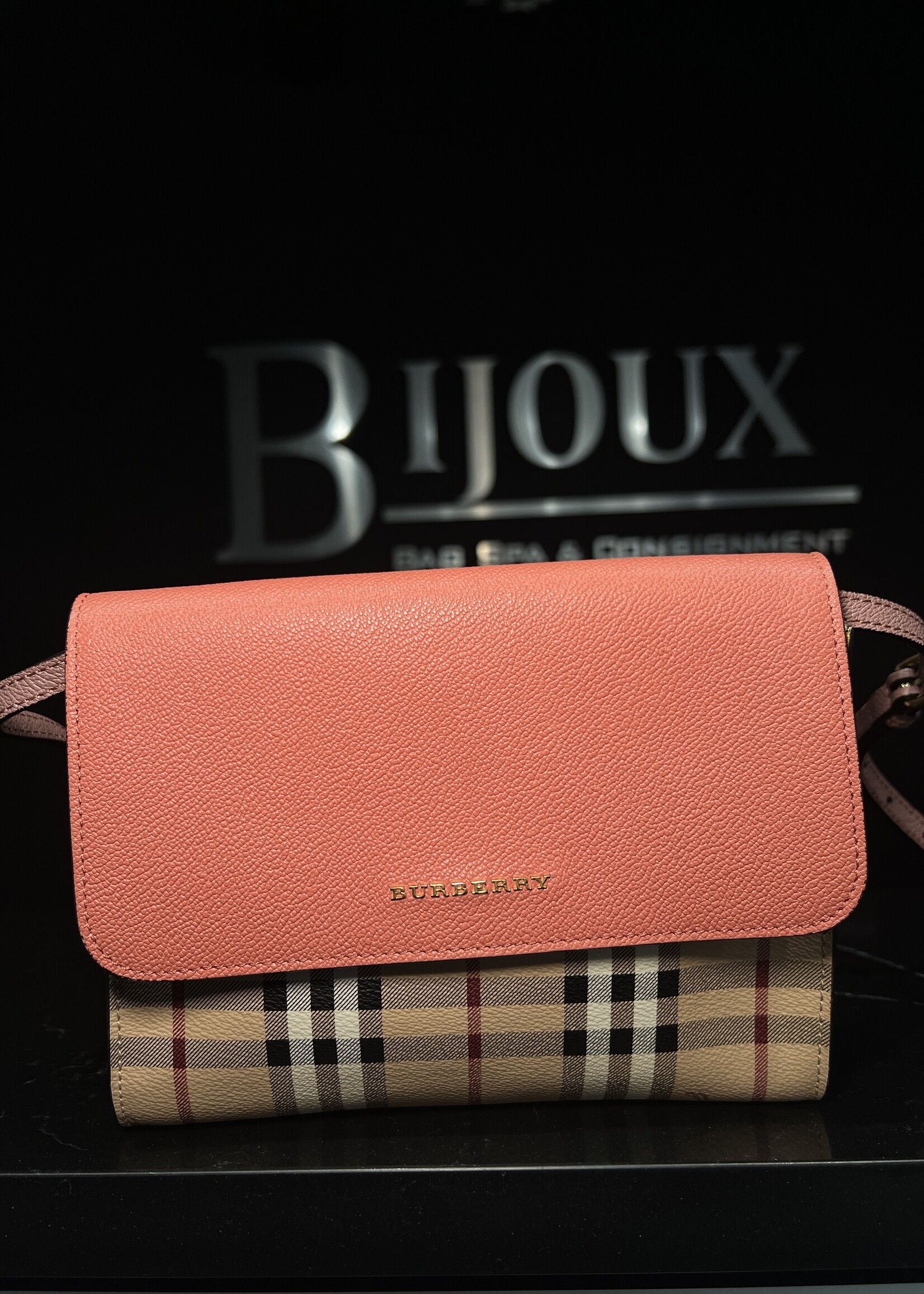 Burberry SOLD - Burberry Derby Haymarket Loxley Crossbody Pink