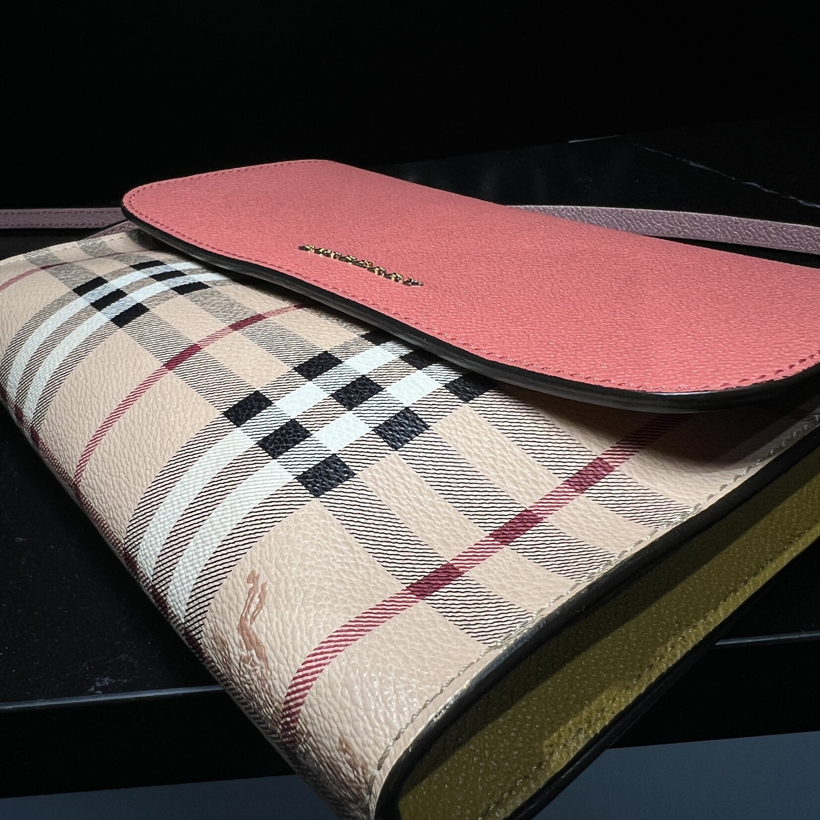 Burberry SOLD - Burberry Derby Haymarket Loxley Crossbody Pink