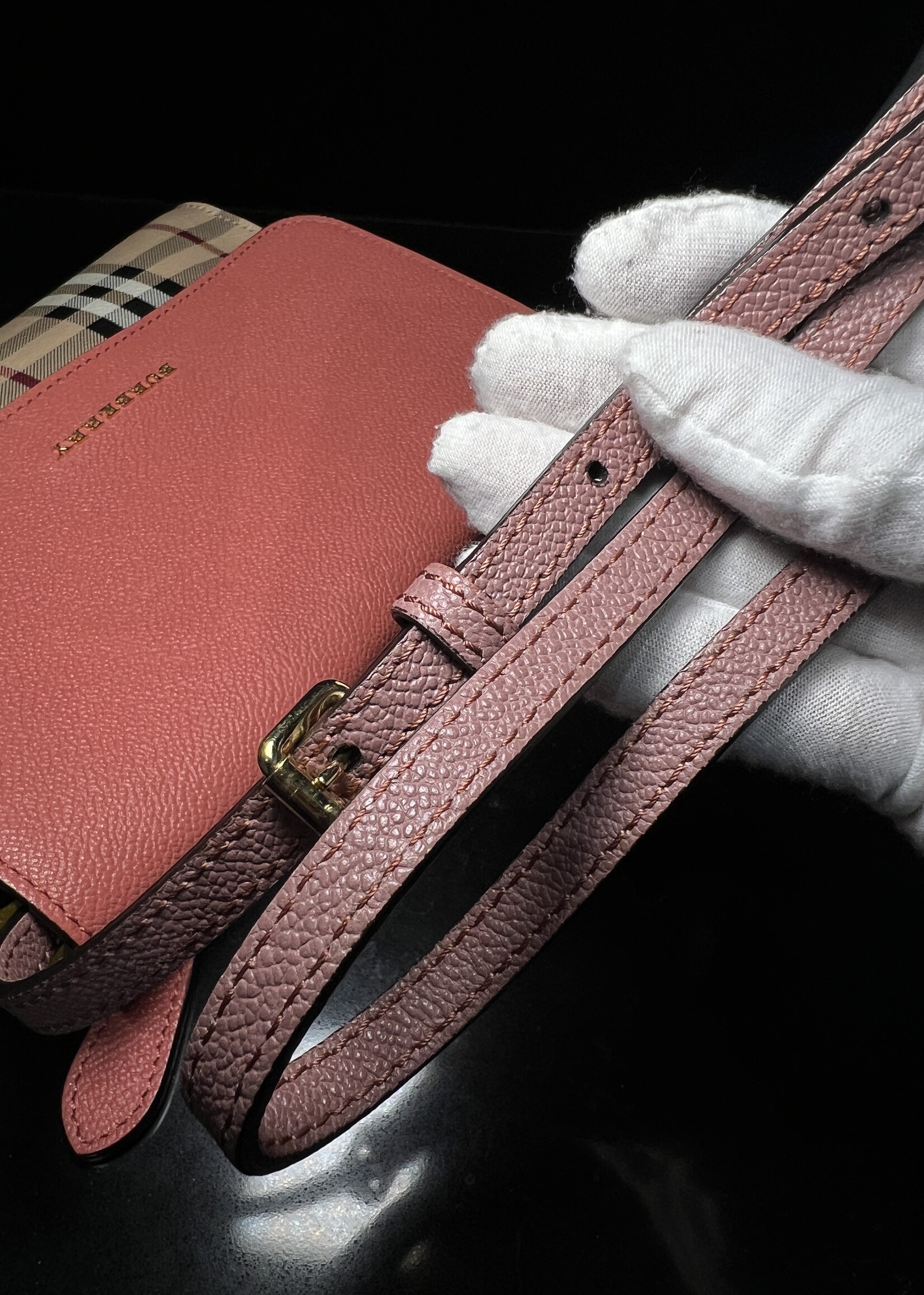 Burberry SOLD - Burberry Derby Haymarket Loxley Crossbody Pink