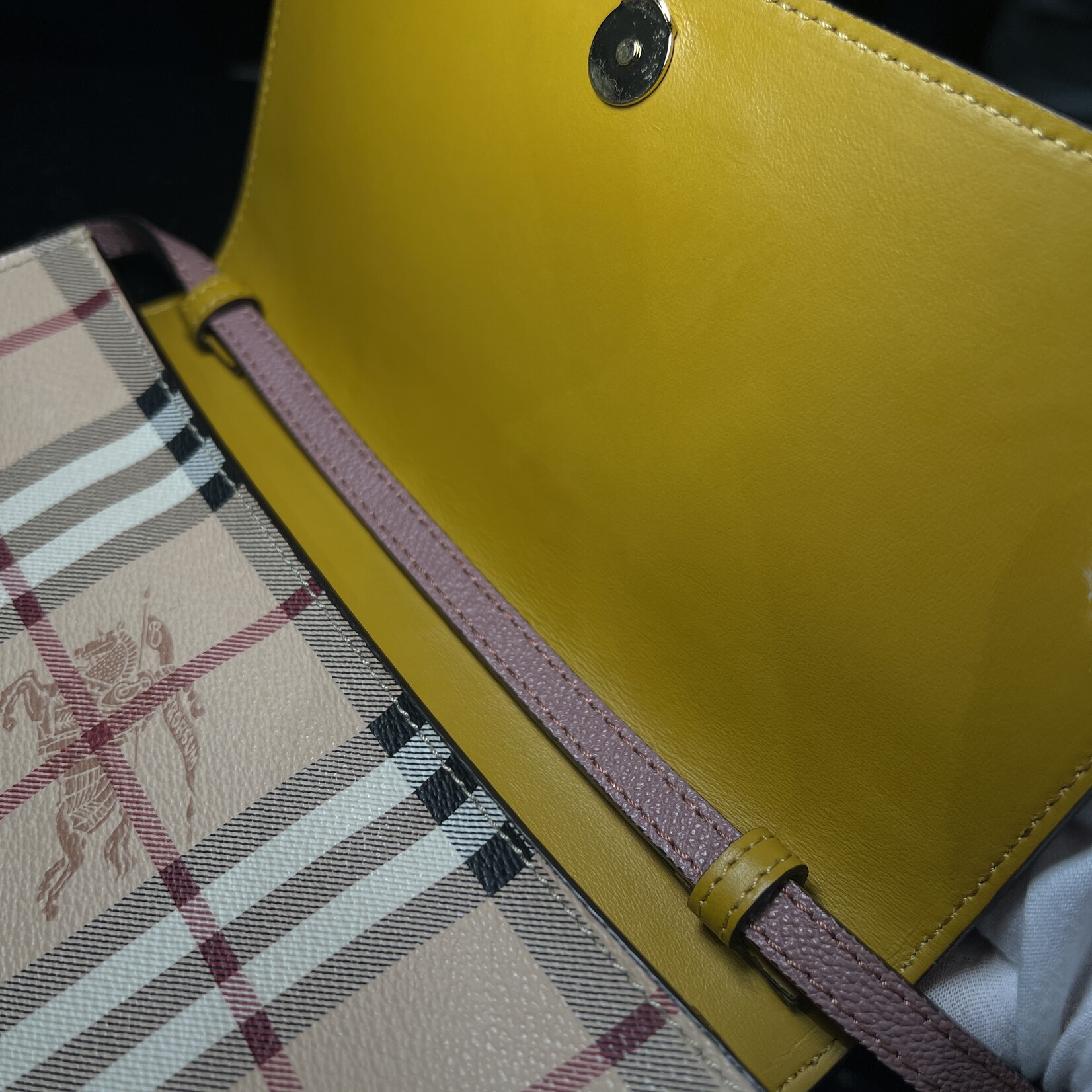 Burberry SOLD - Burberry Derby Haymarket Loxley Crossbody Pink