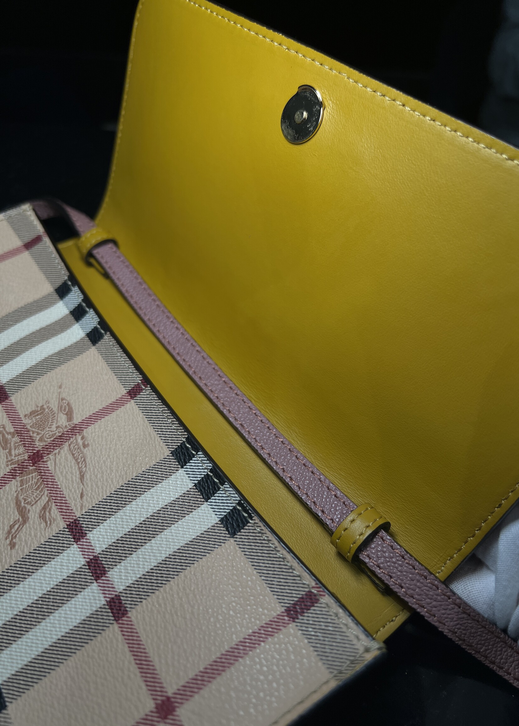 Burberry SOLD - Burberry Derby Haymarket Loxley Crossbody Pink