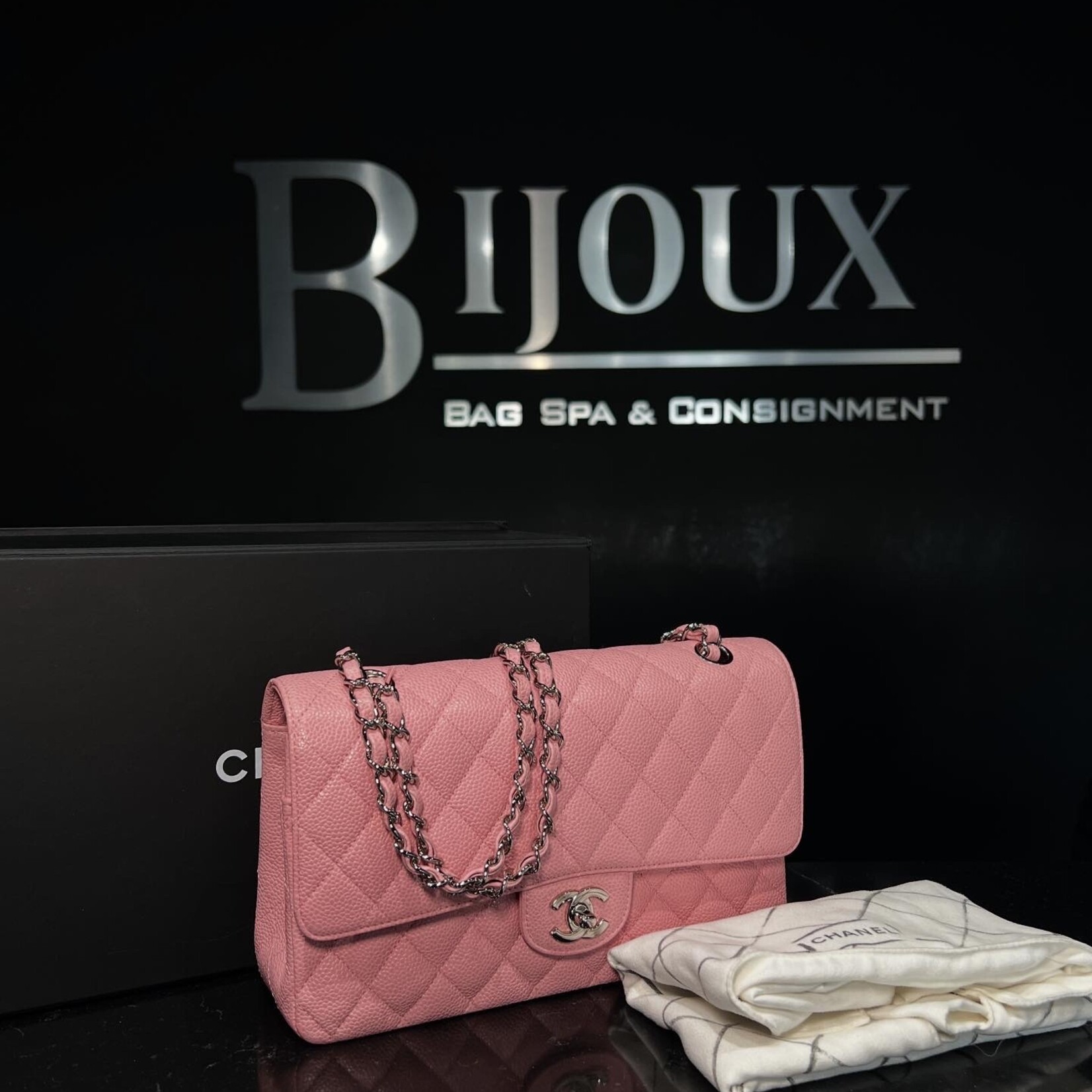 Chanel Chanel Caviar Medium Flap Sakura