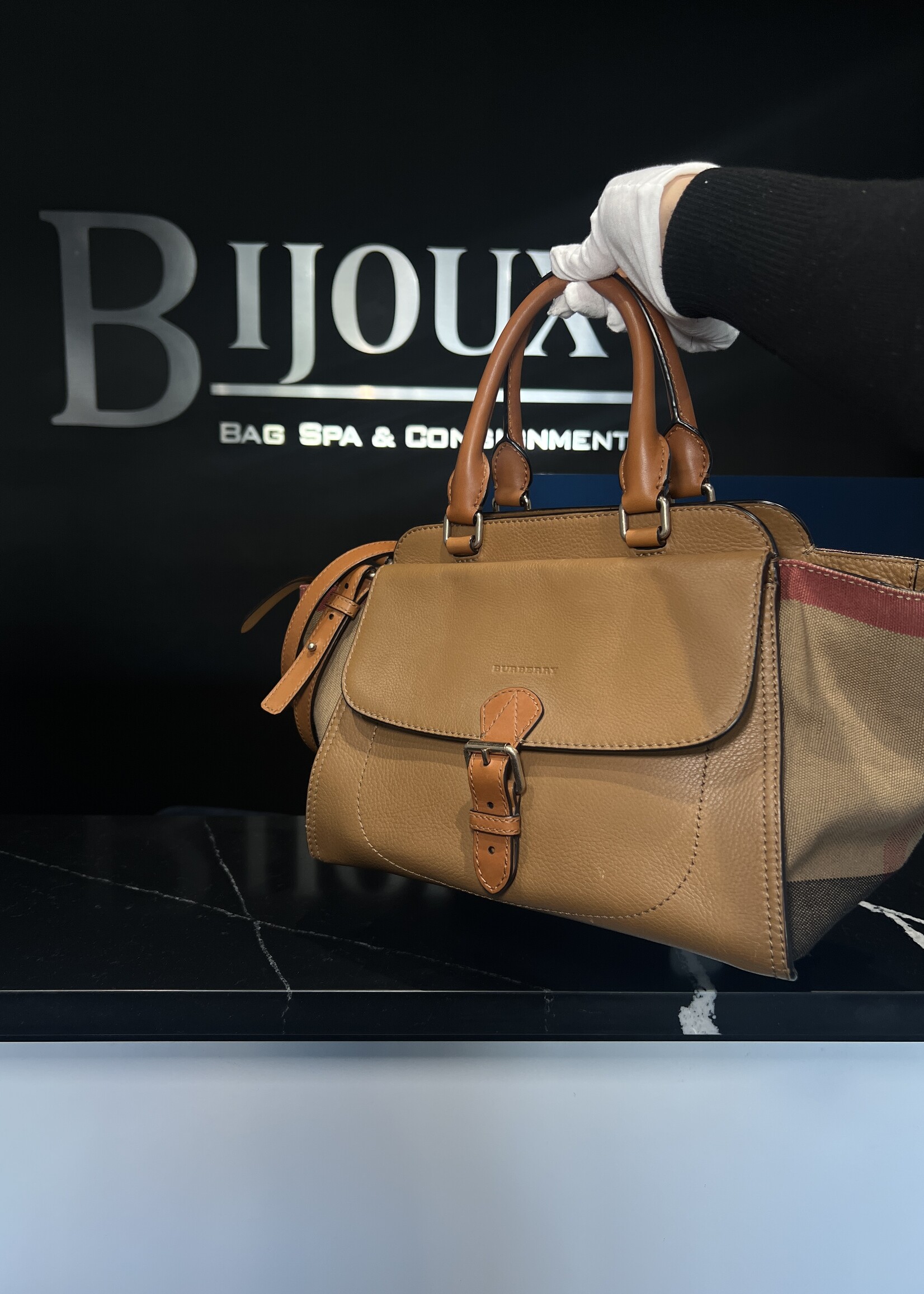 Burberry SOLD - Burberry Mega Check Harcourt Satchel