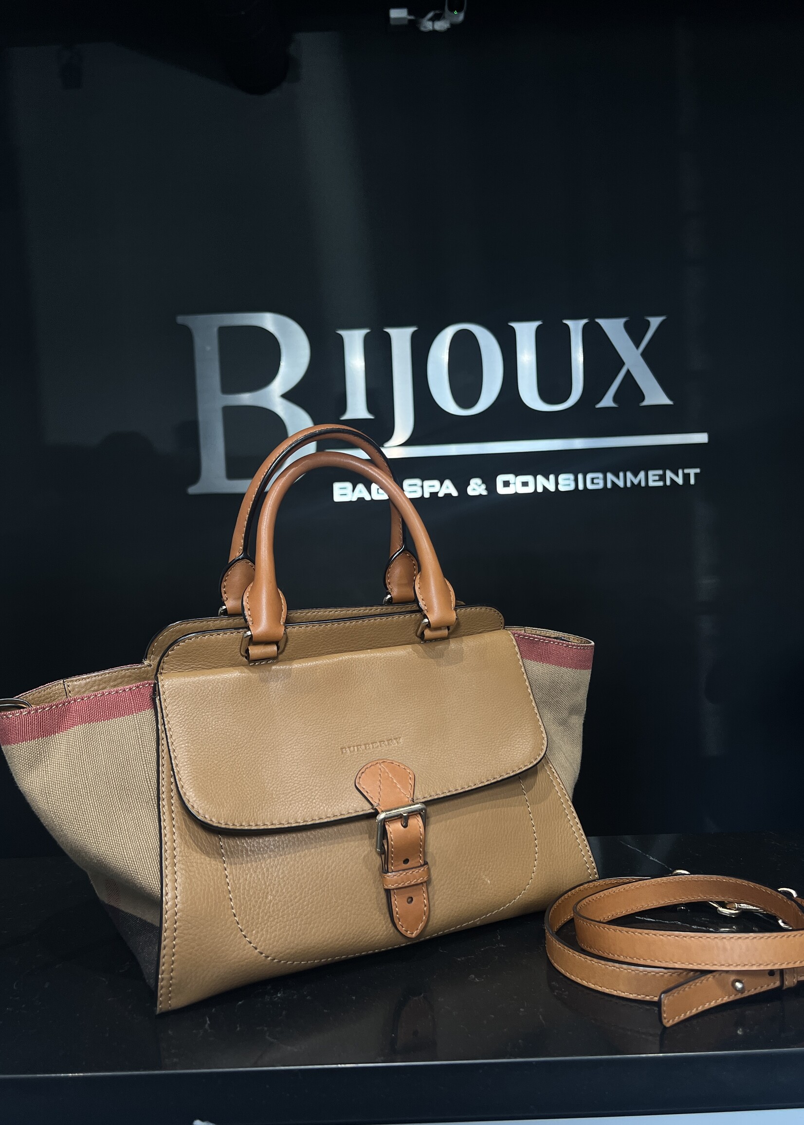 Burberry SOLD - Burberry Mega Check Harcourt Satchel