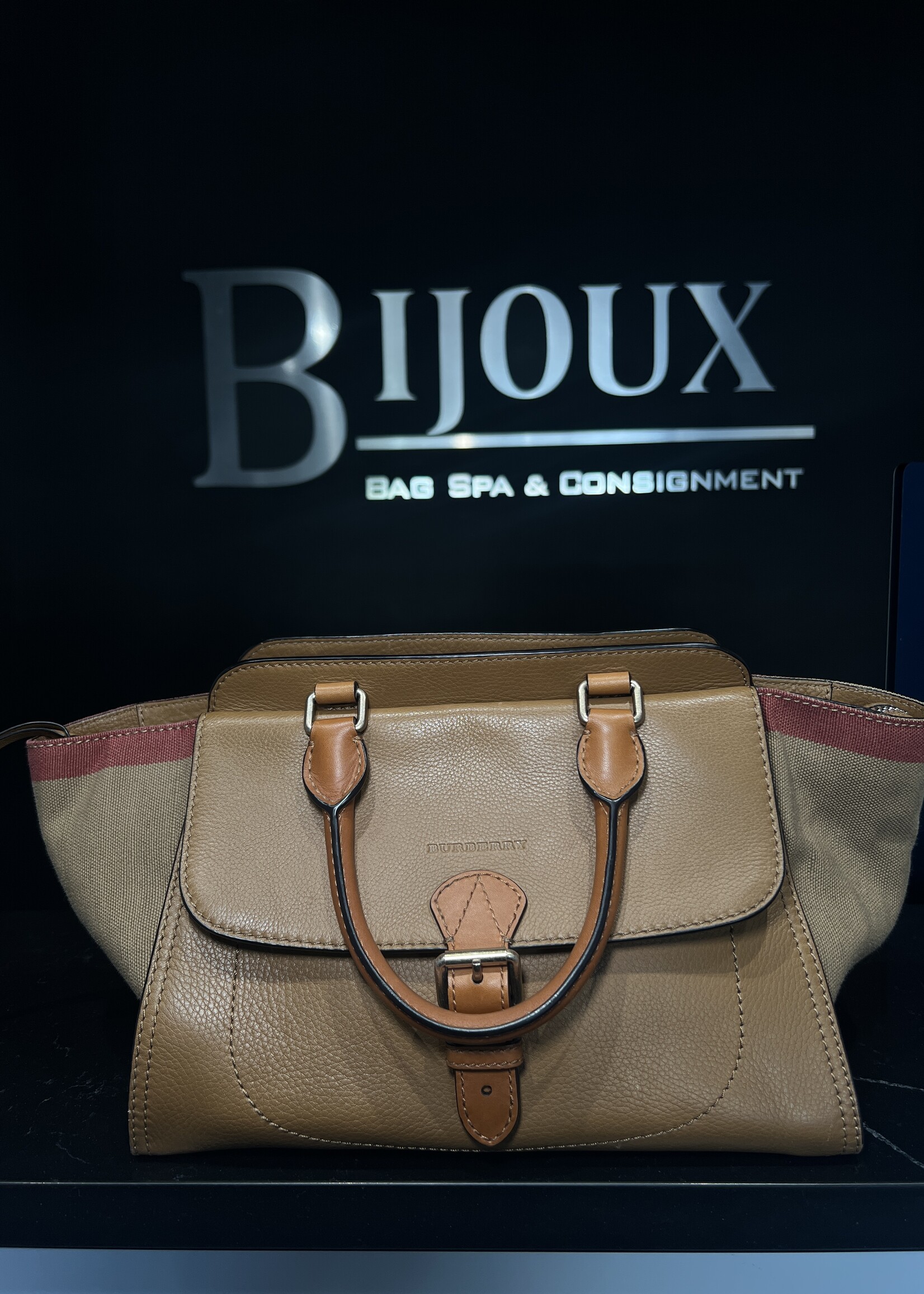 Burberry SOLD - Burberry Mega Check Harcourt Satchel