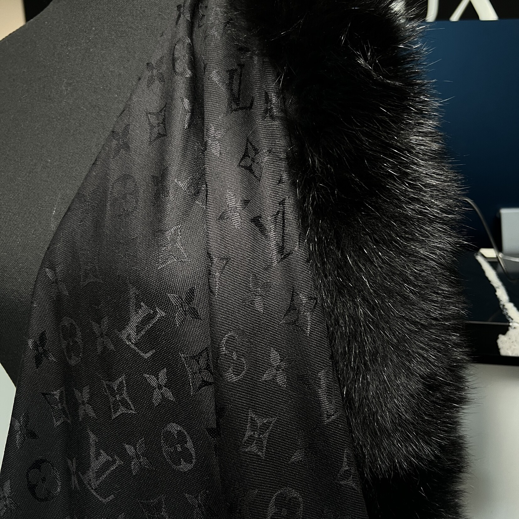 Louis Vuitton SOLD- Louis Vuitton Fur Trimmed Monogram Scarf