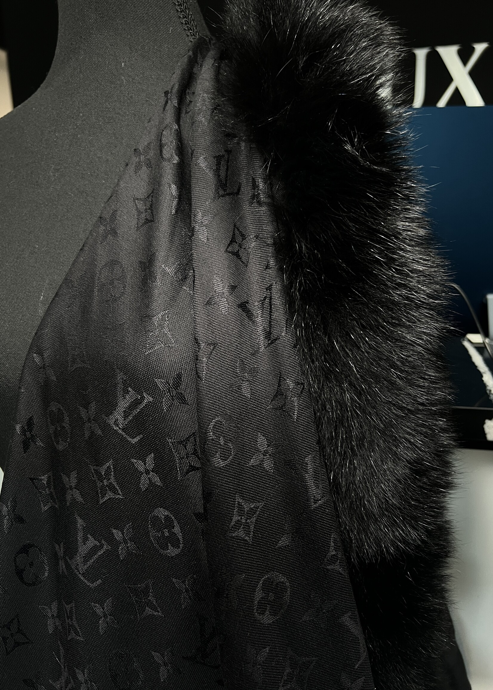 Louis Vuitton SOLD- Louis Vuitton Fur Trimmed Monogram Scarf