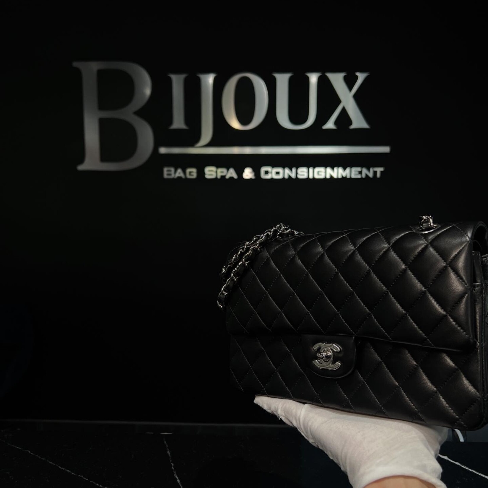 Chanel Chanel Lambskin Medium Double Flap Black SHW