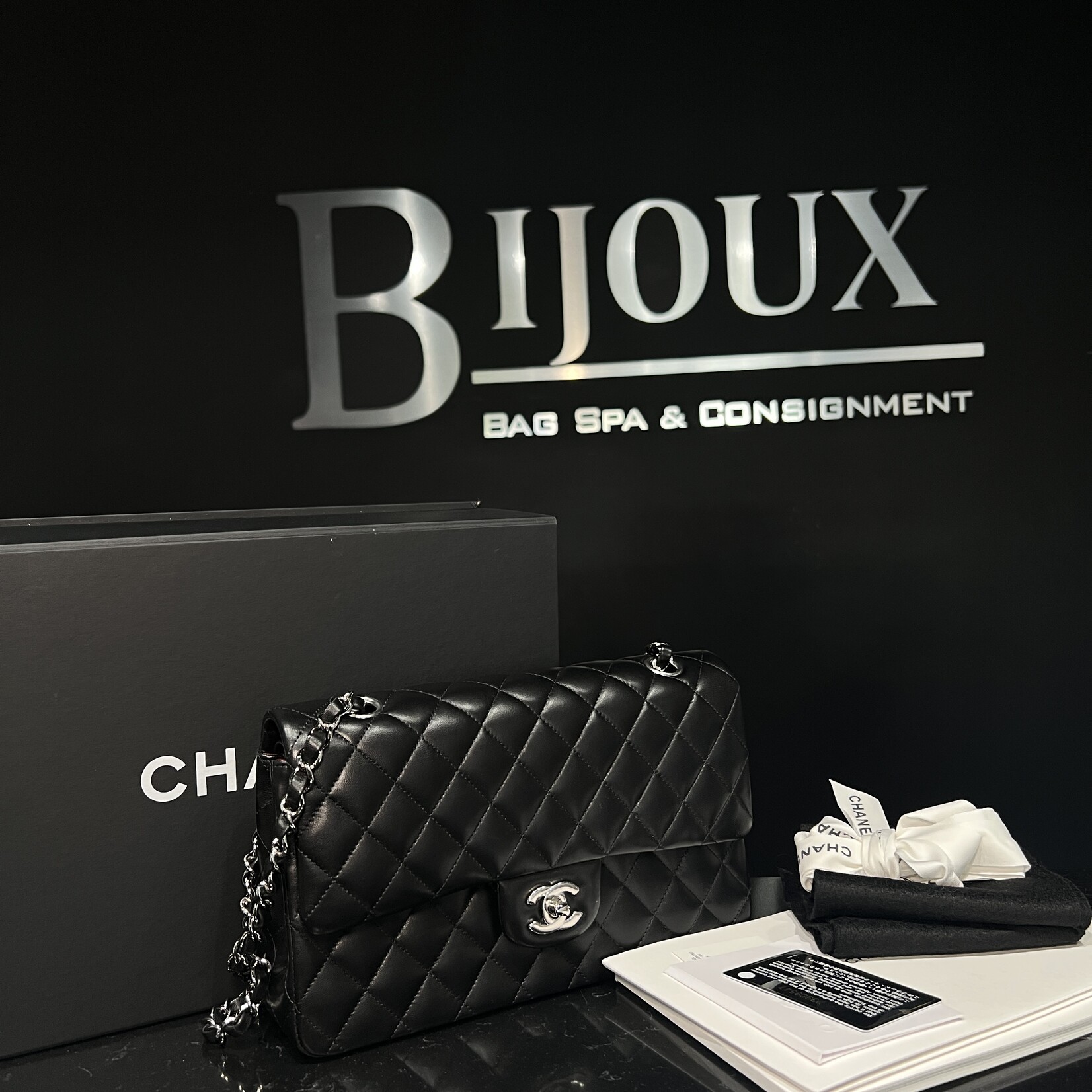 Chanel Chanel Lambskin Medium Double Flap Black SHW