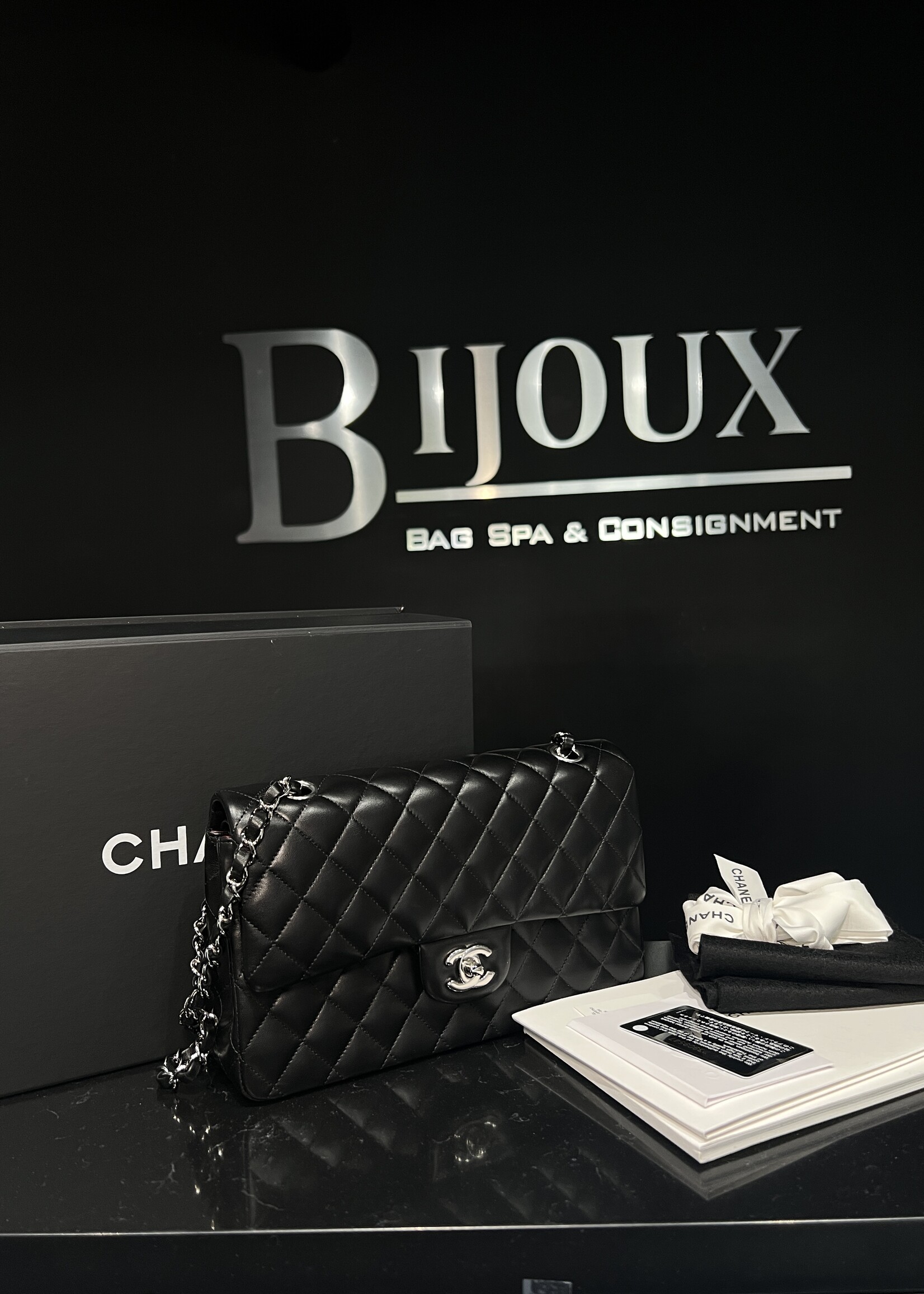 Chanel SOLD - Chanel Lambskin Medium Double Flap Black SHW