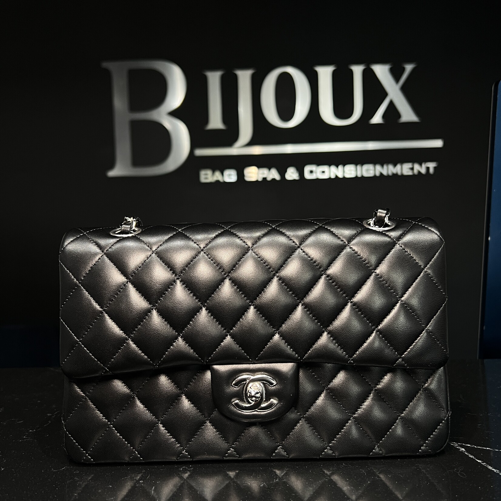 Chanel Chanel Lambskin Medium Double Flap Black SHW