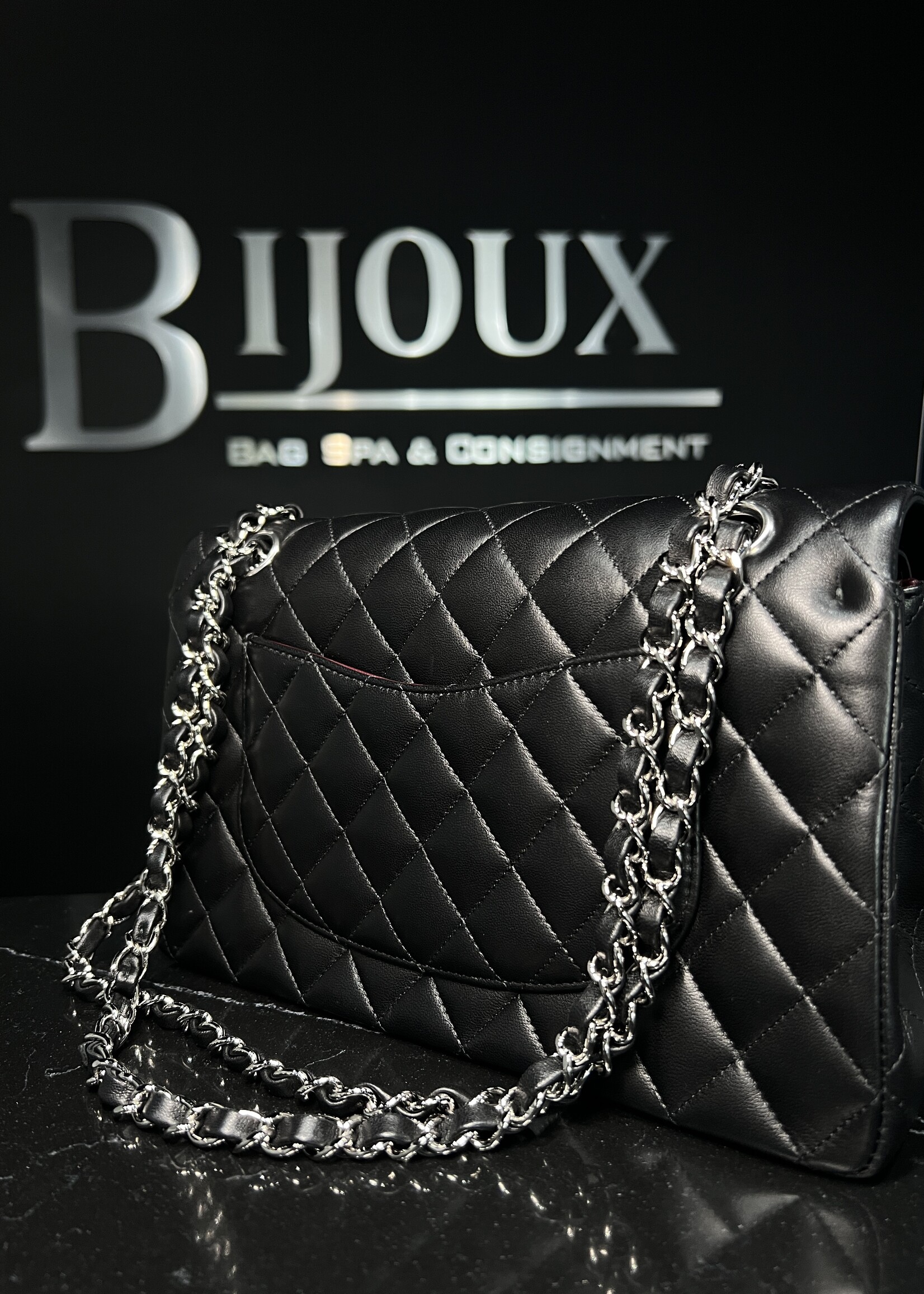 Chanel SOLD - Chanel Lambskin Medium Double Flap Black SHW