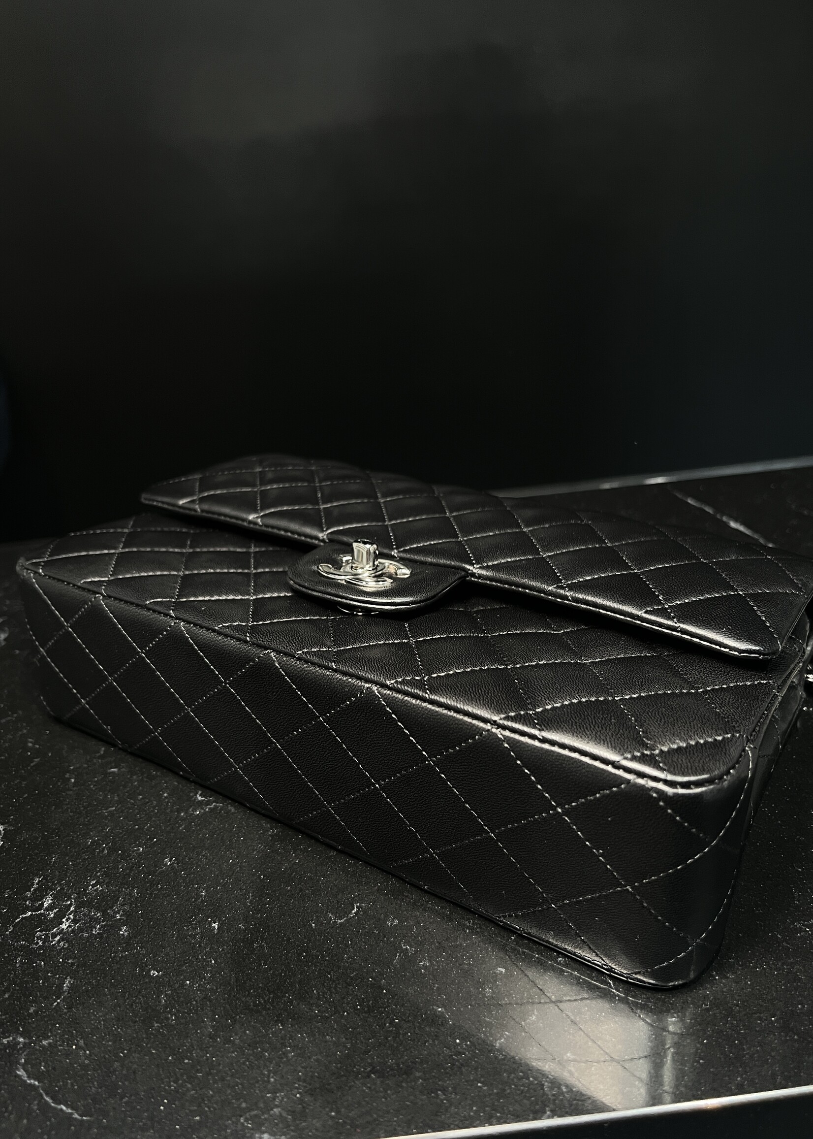 Chanel Chanel Lambskin Medium Double Flap Black SHW