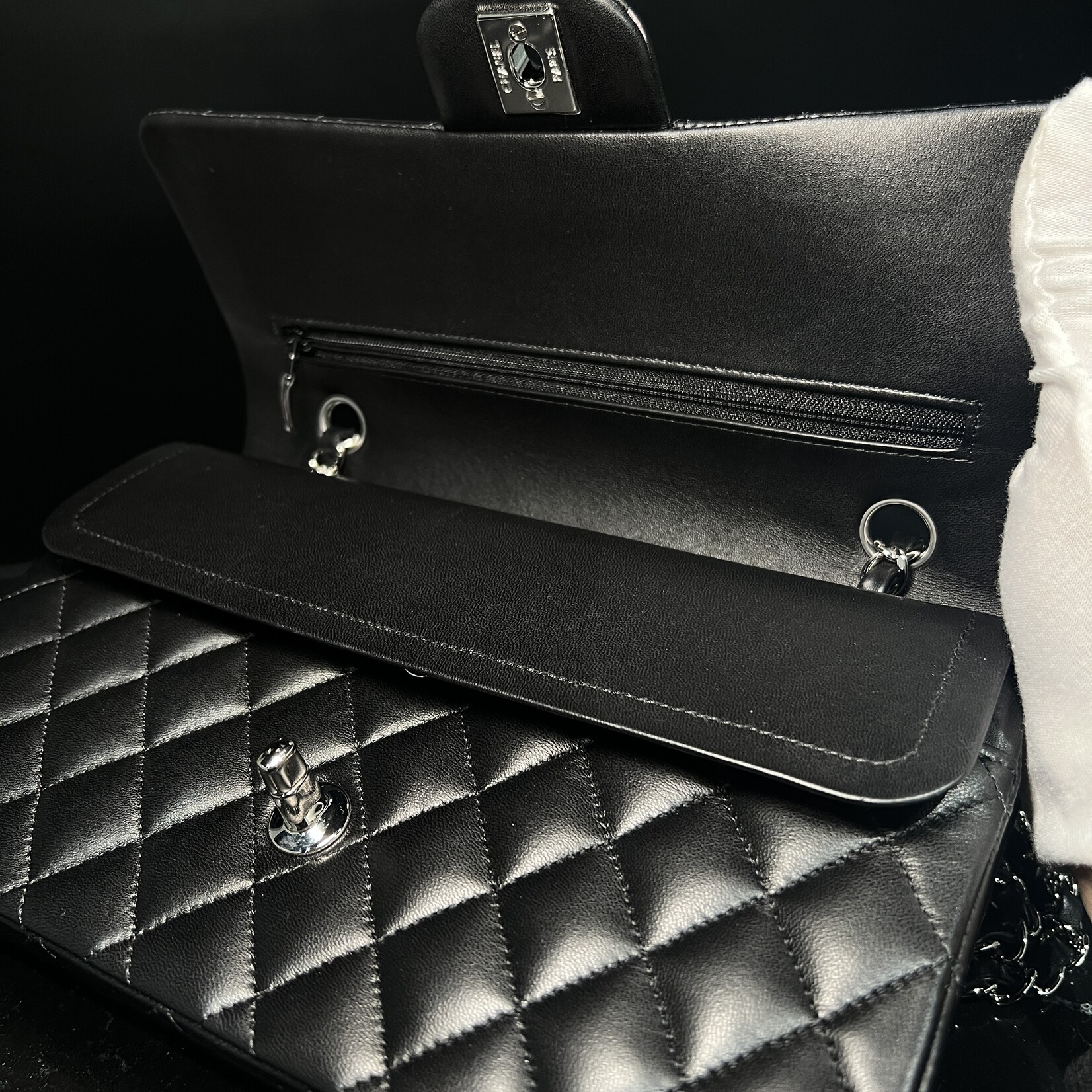 Chanel Chanel Lambskin Medium Double Flap Black SHW