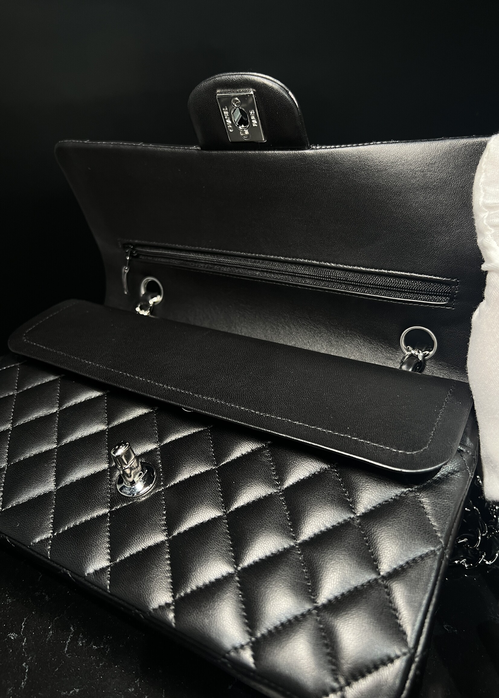 Chanel Chanel Lambskin Medium Double Flap Black SHW