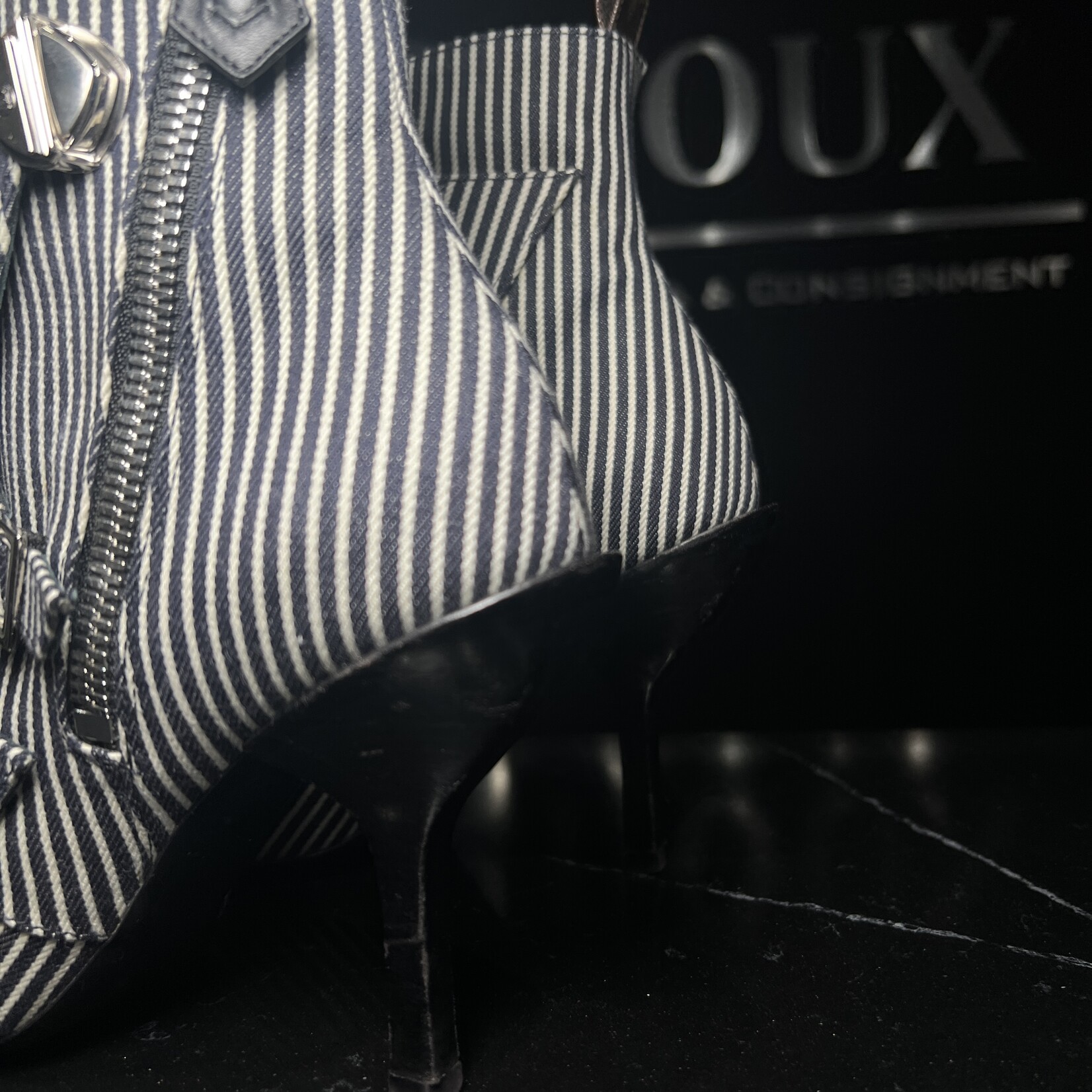 Louis Vuitton Louis Vuitton Canvas Stripped Janet Boots 38