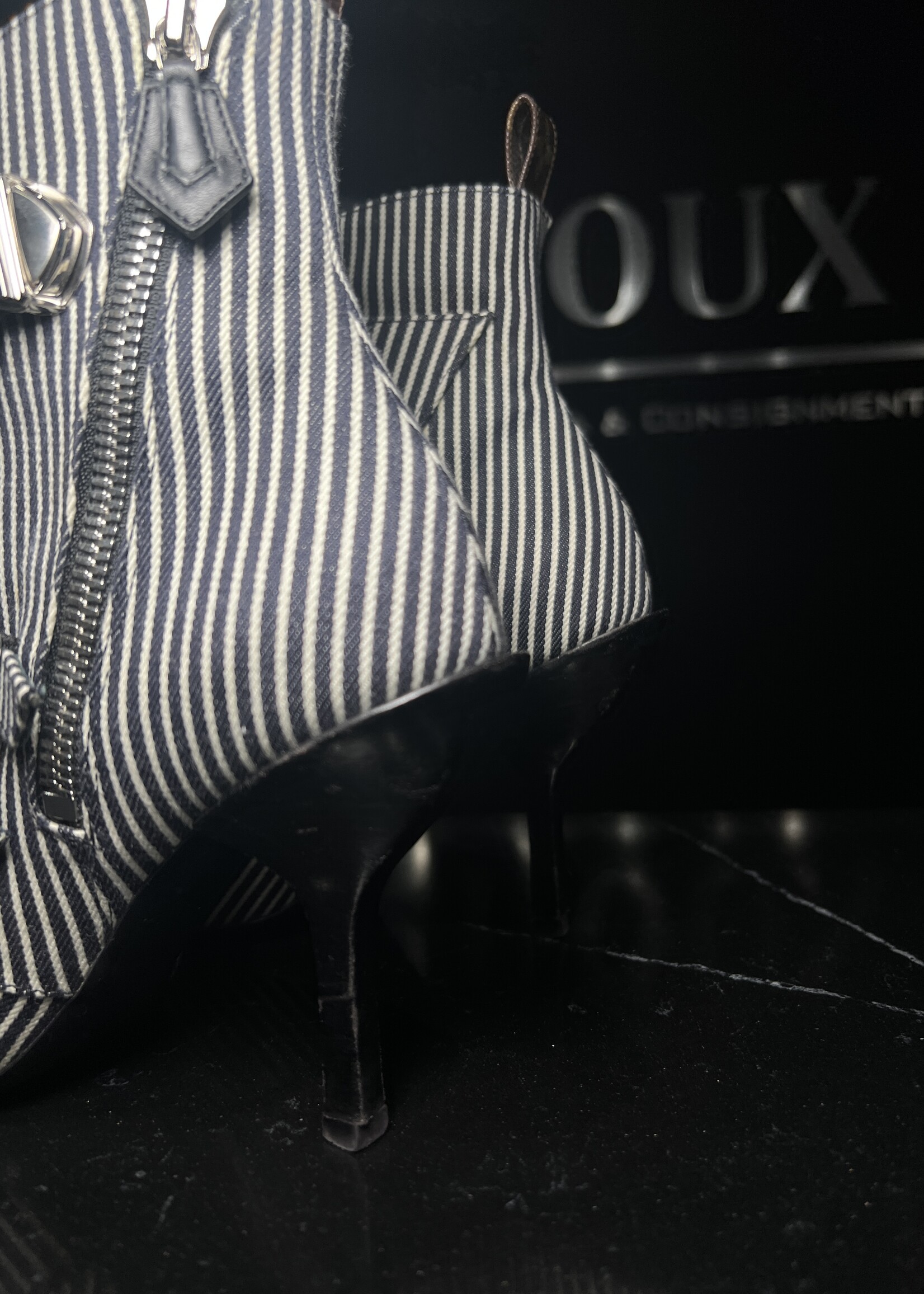 Louis Vuitton Louis Vuitton Canvas Stripped Janet Boots 38
