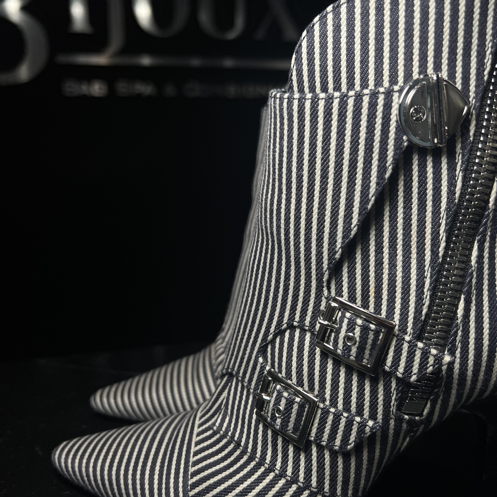 Louis Vuitton Louis Vuitton Canvas Stripped Janet Boots 38