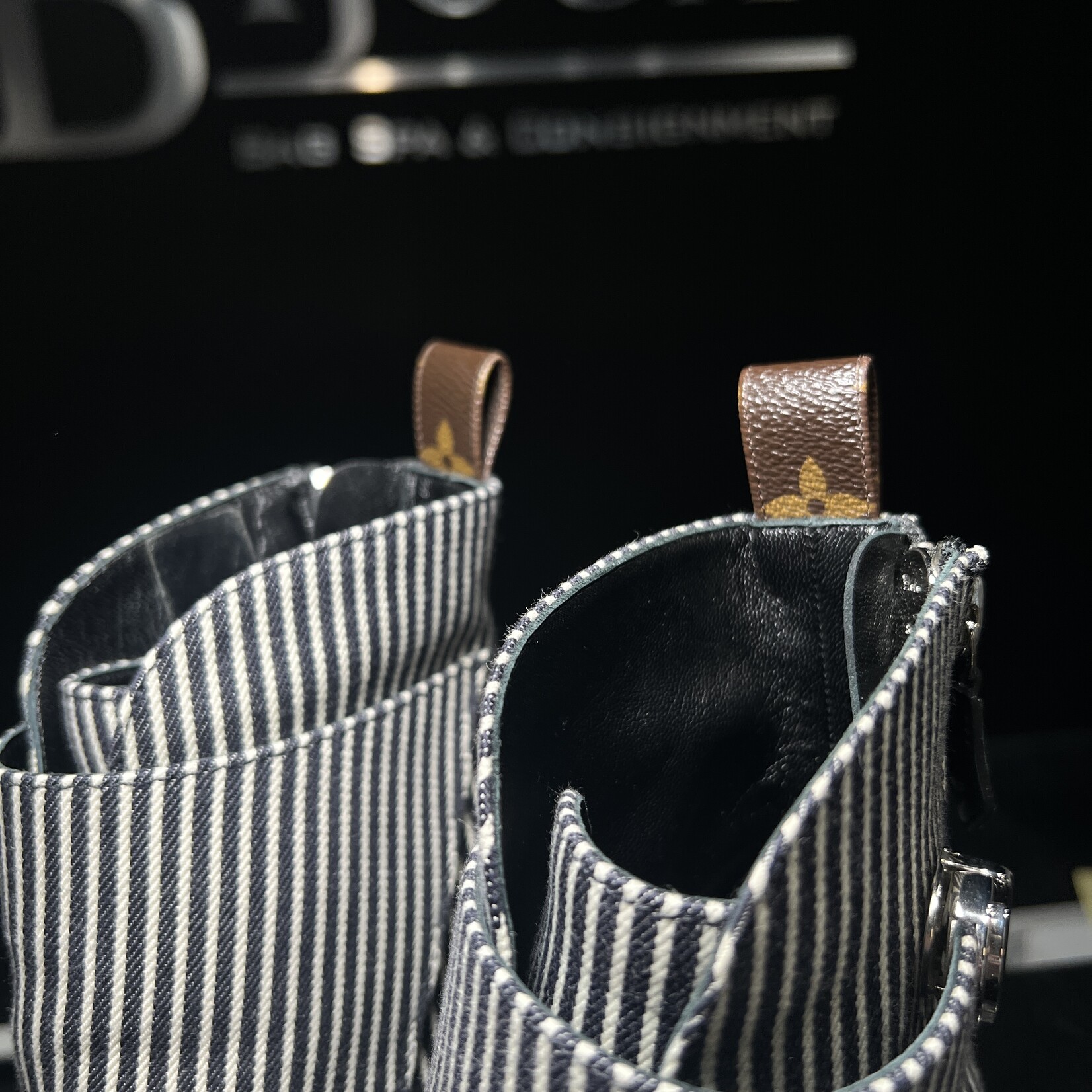 Louis Vuitton Louis Vuitton Canvas Stripped Janet Boots 38