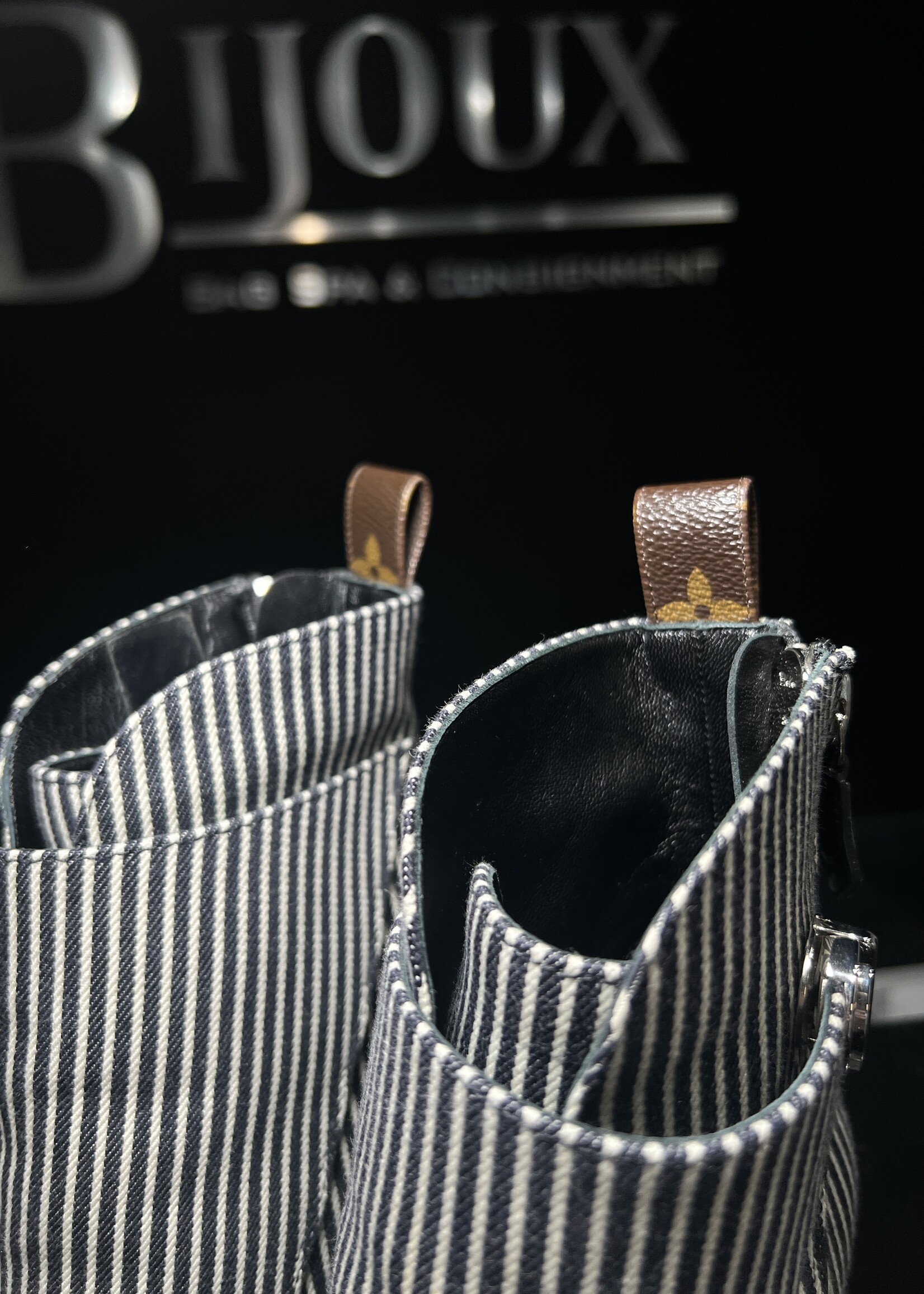 Louis Vuitton Louis Vuitton Canvas Stripped Janet Boots 38