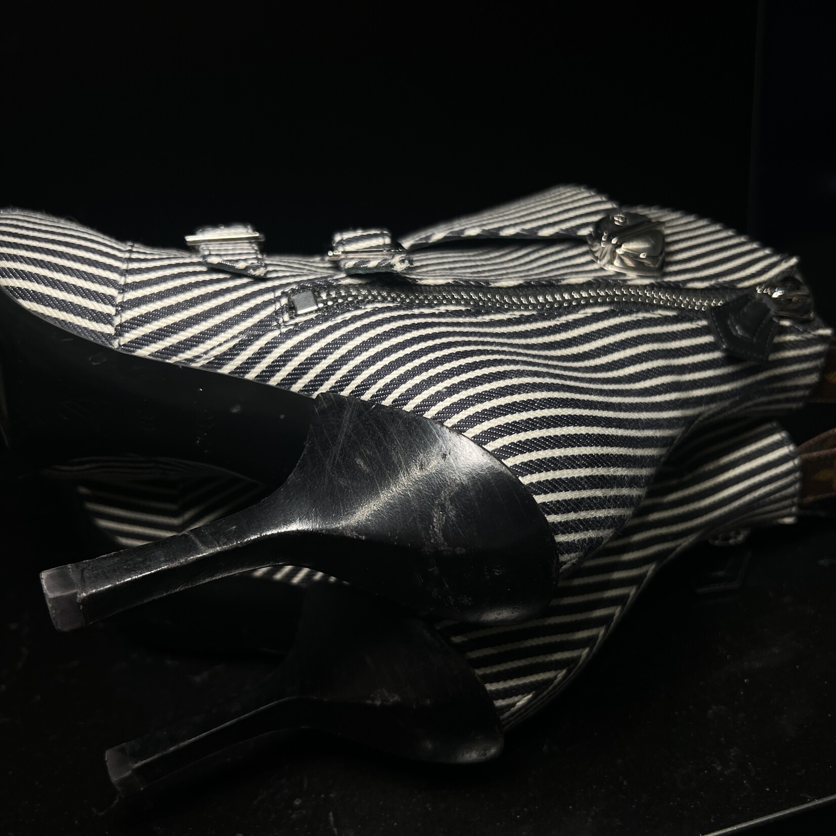 Louis Vuitton Louis Vuitton Canvas Stripped Janet Boots 38