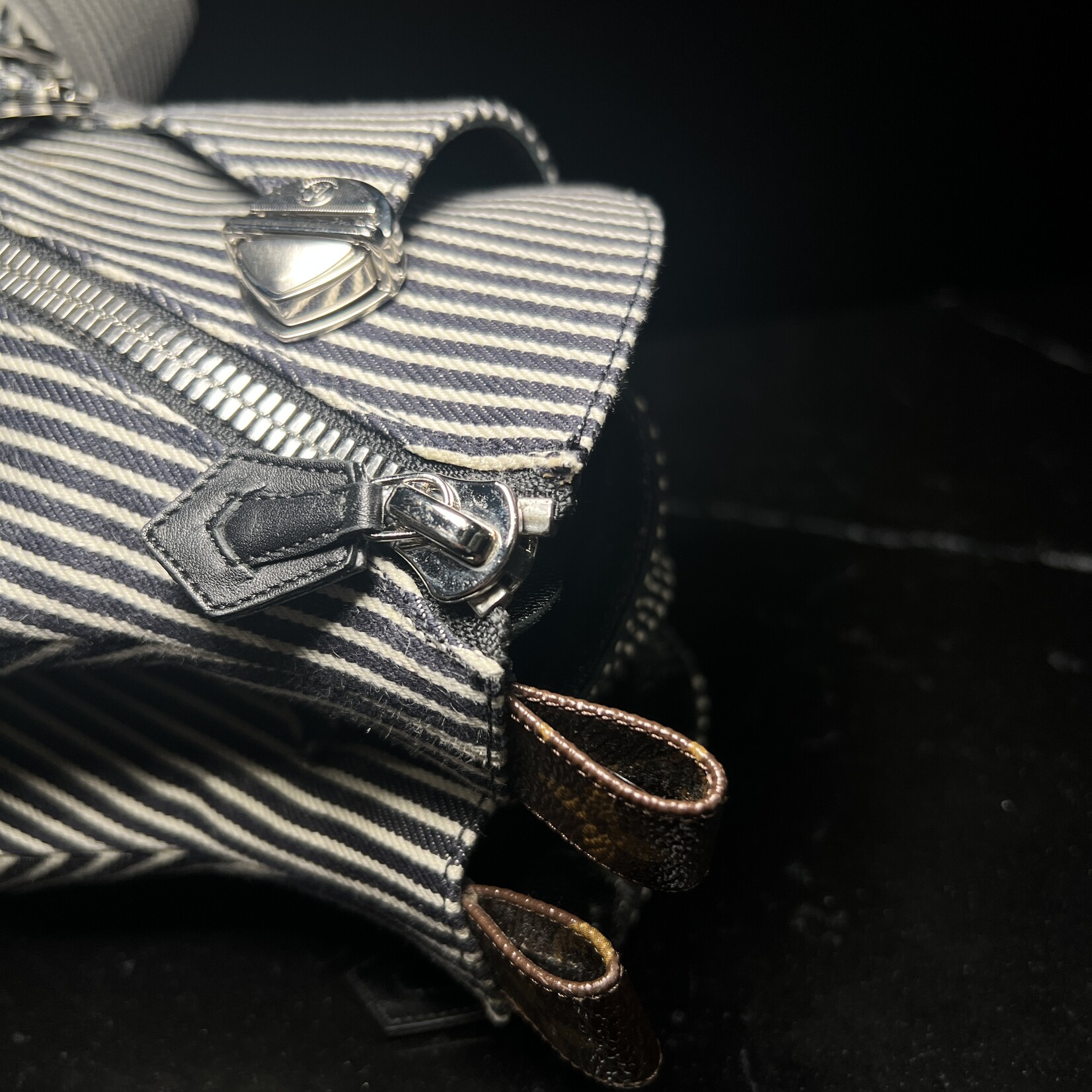 Louis Vuitton Louis Vuitton Canvas Stripped Janet Boots 38