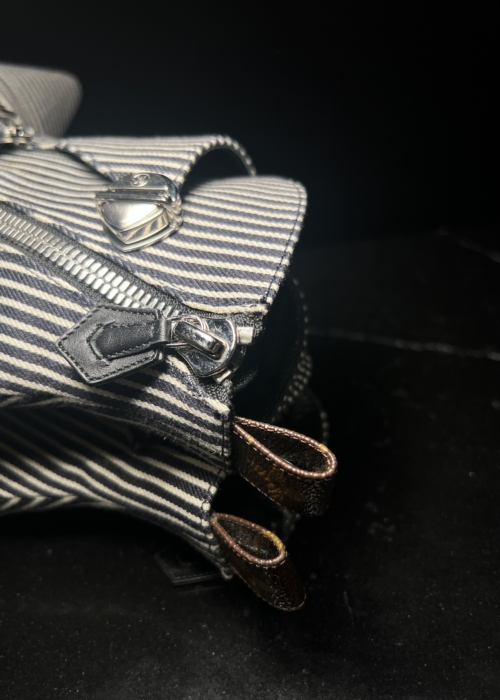 Louis Vuitton Louis Vuitton Canvas Stripped Janet Boots 38