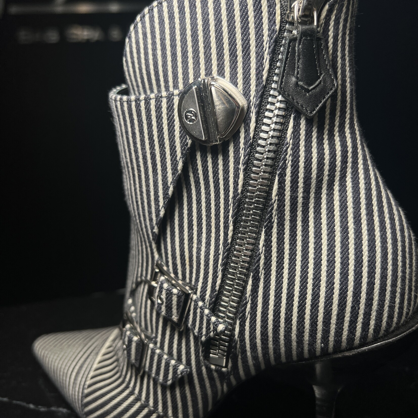 Louis Vuitton Louis Vuitton Canvas Stripped Janet Boots 38