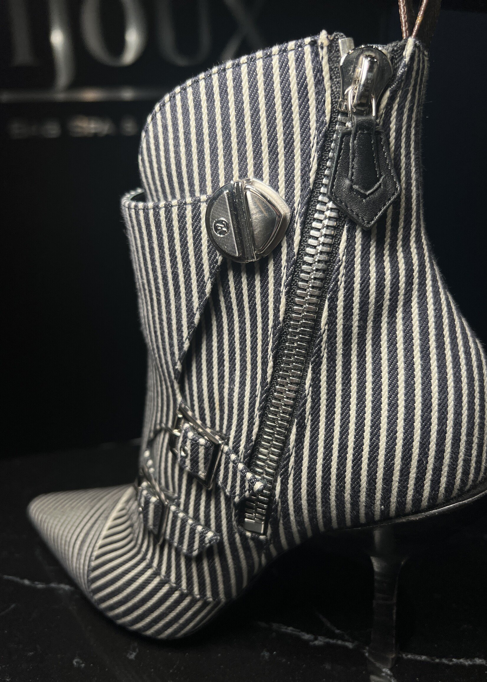 Louis Vuitton Louis Vuitton Canvas Stripped Janet Boots 38