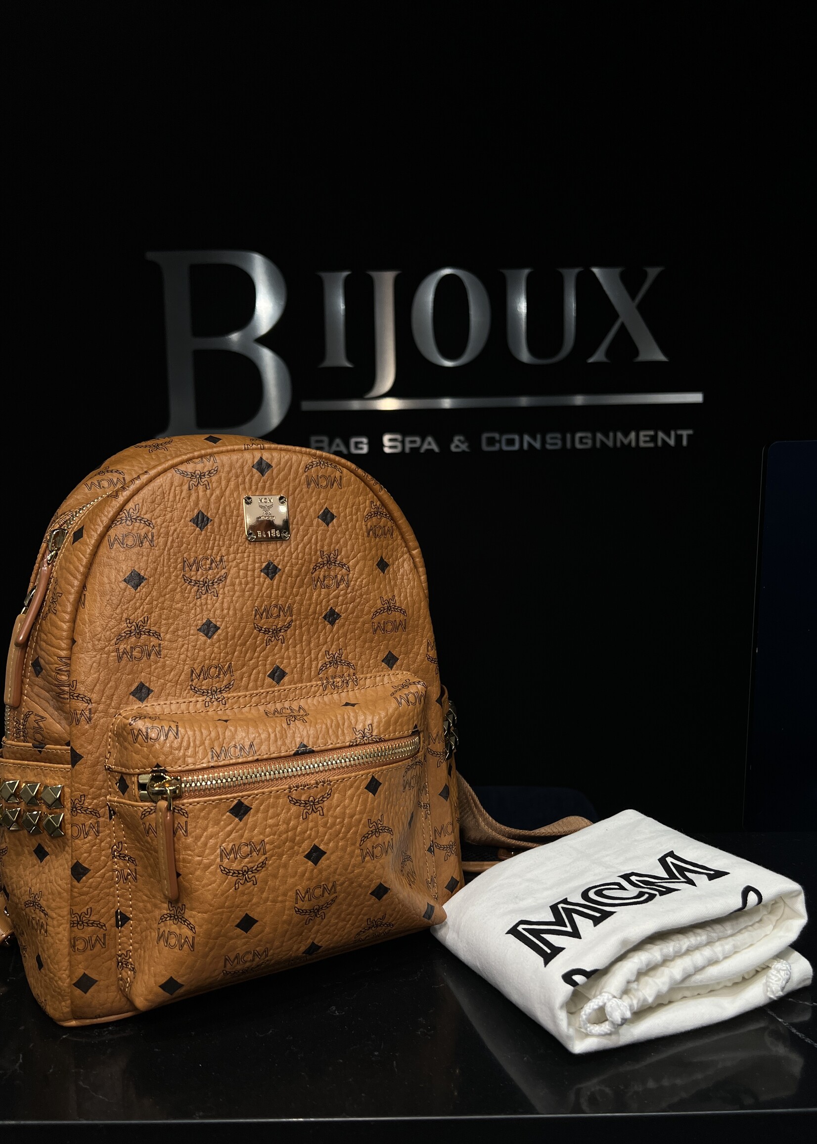 MCM SOLD - MCM Small Studded Backpack