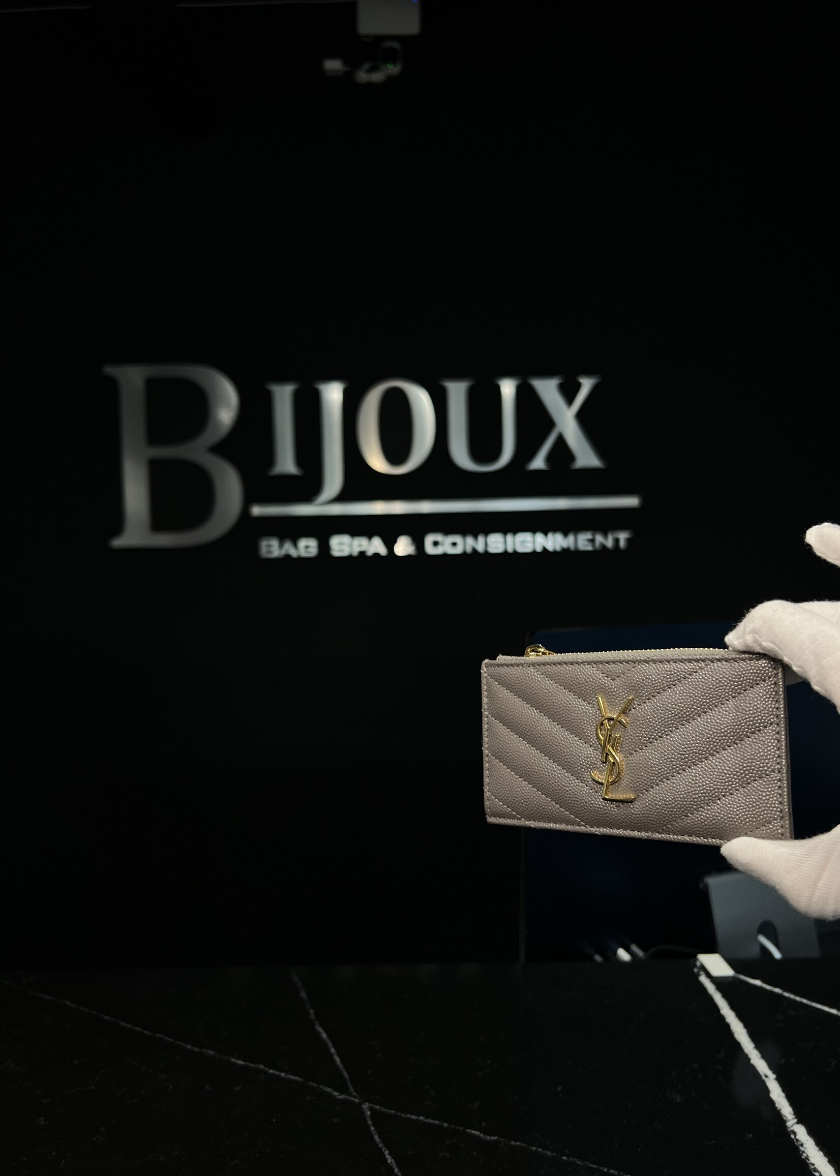 Saint Laurent SOLD - Saint Laurent Chevron Zippered Card Case