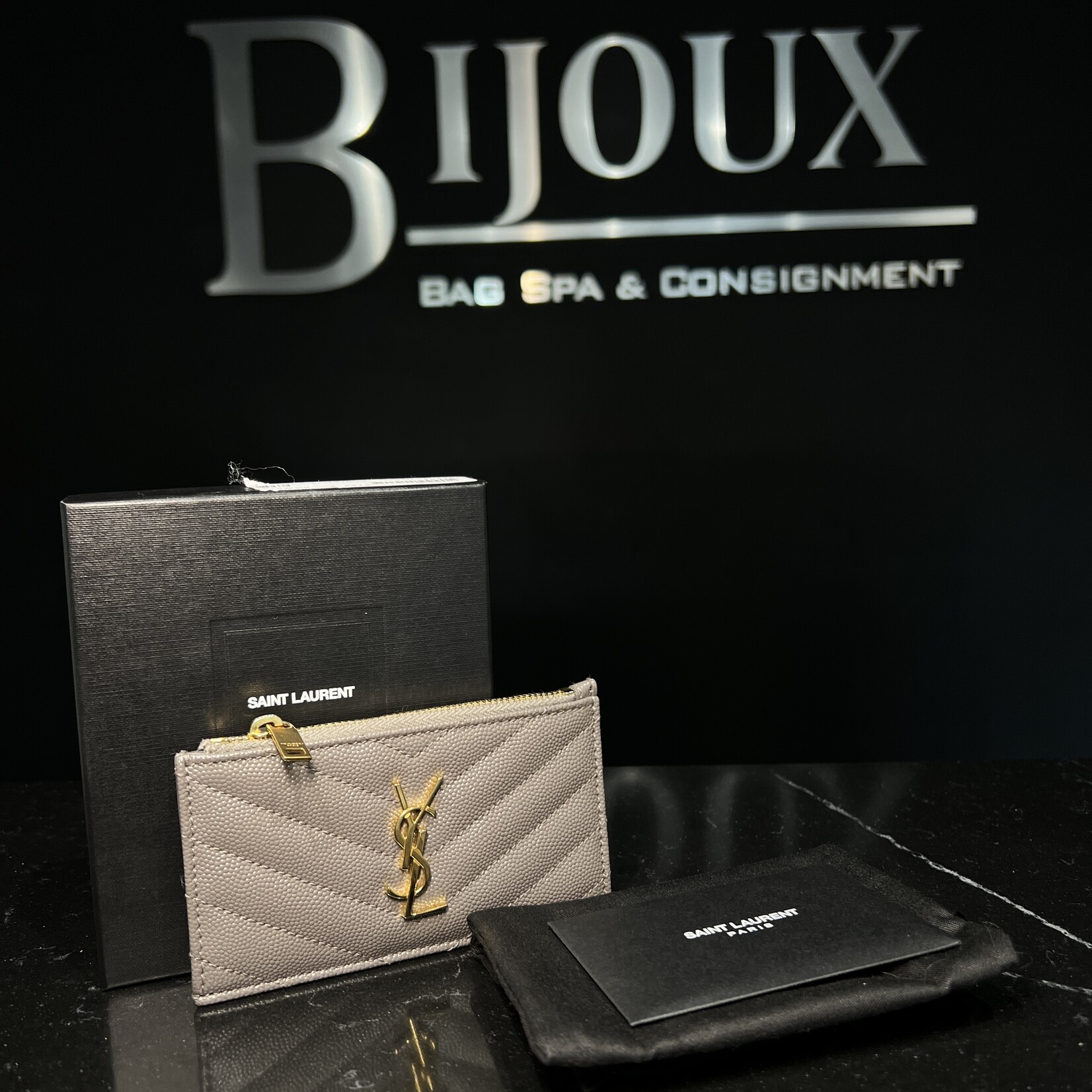 Saint Laurent Saint Laurent Chevron Zippered Card Case