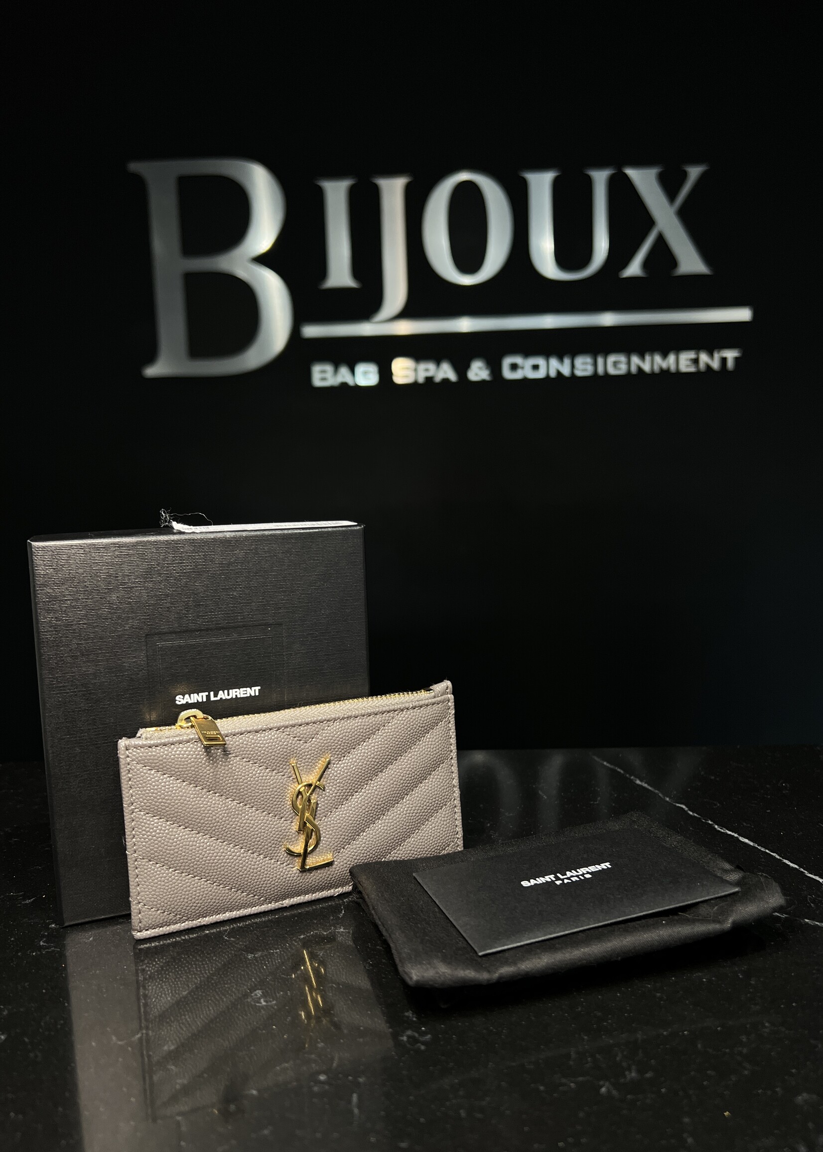 Saint Laurent SOLD - Saint Laurent Chevron Zippered Card Case