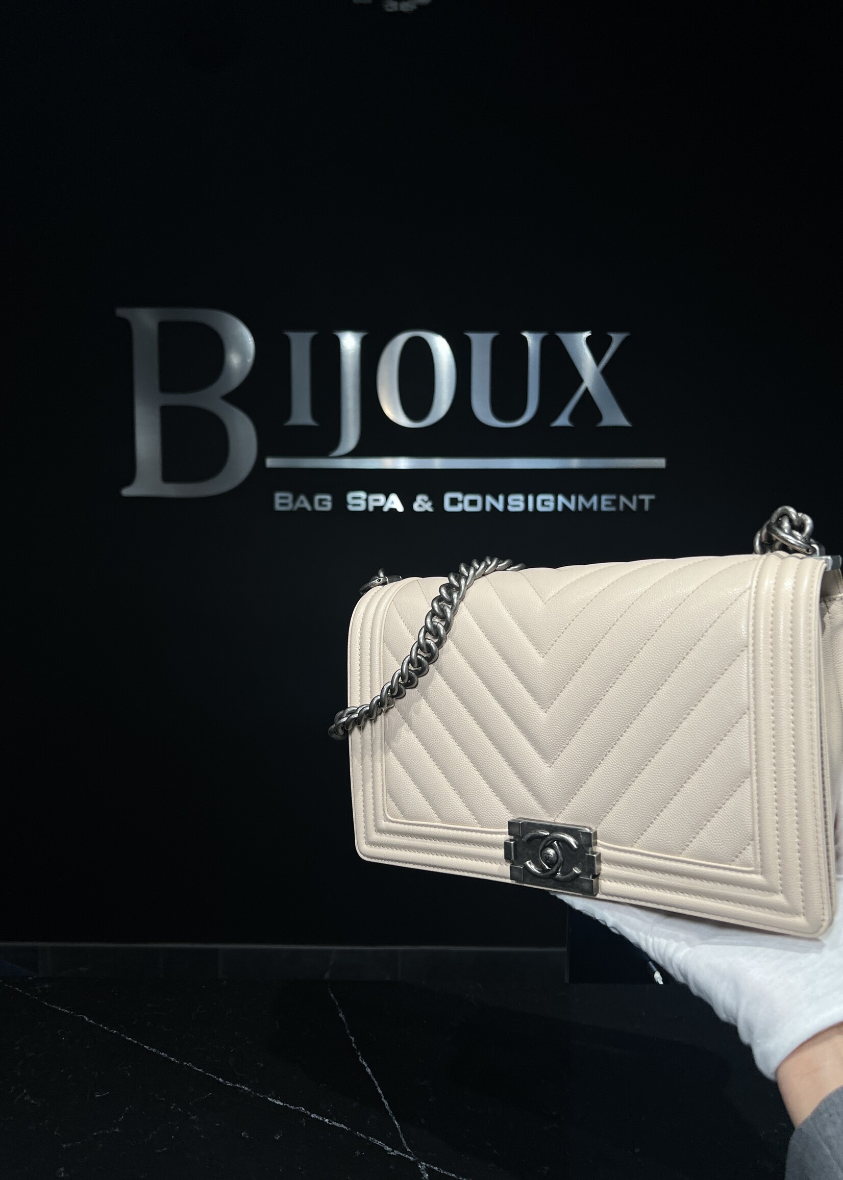 Chanel Chanel Old Medium Chevron Boy Bag