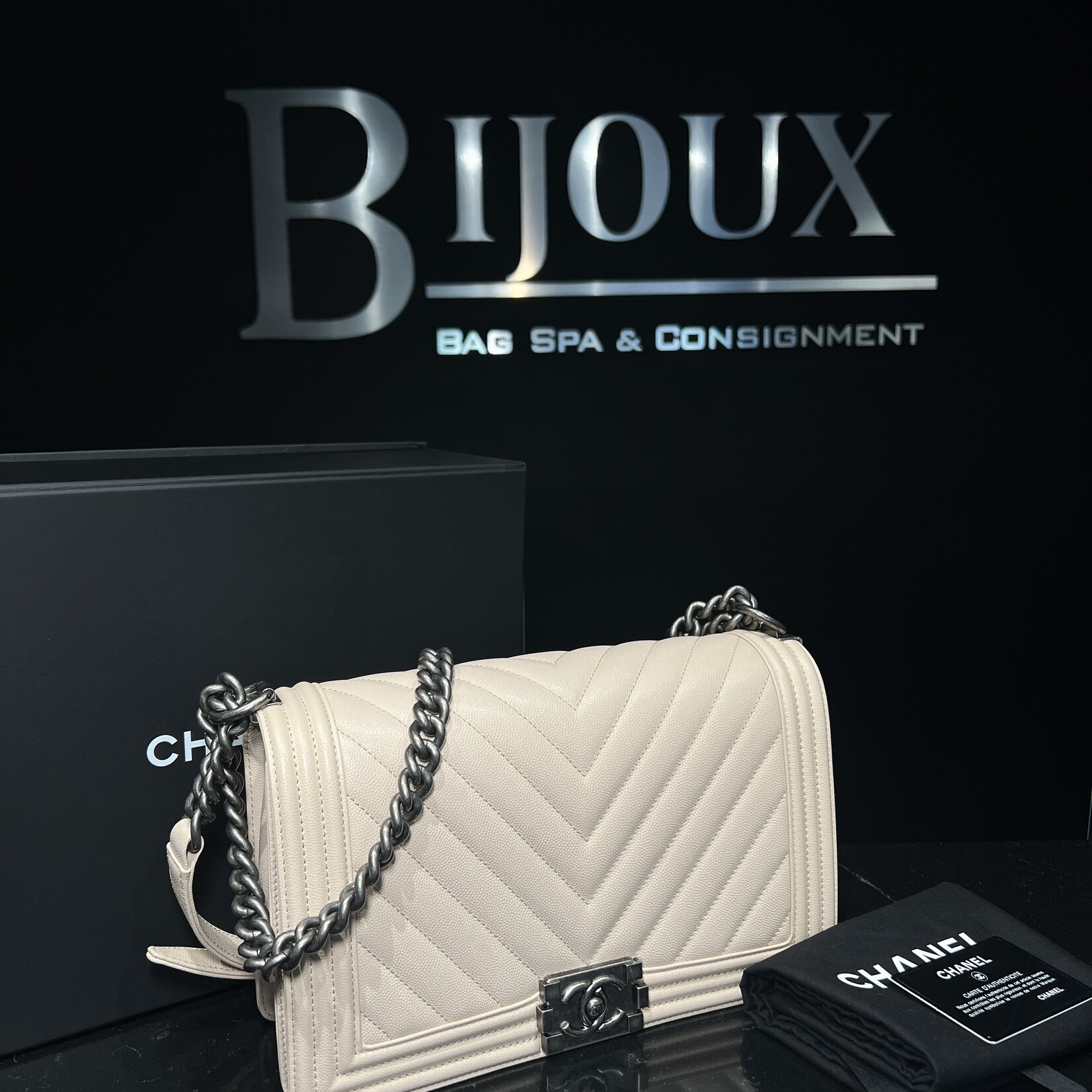 Chanel Chanel Old Medium Chevron Boy Bag
