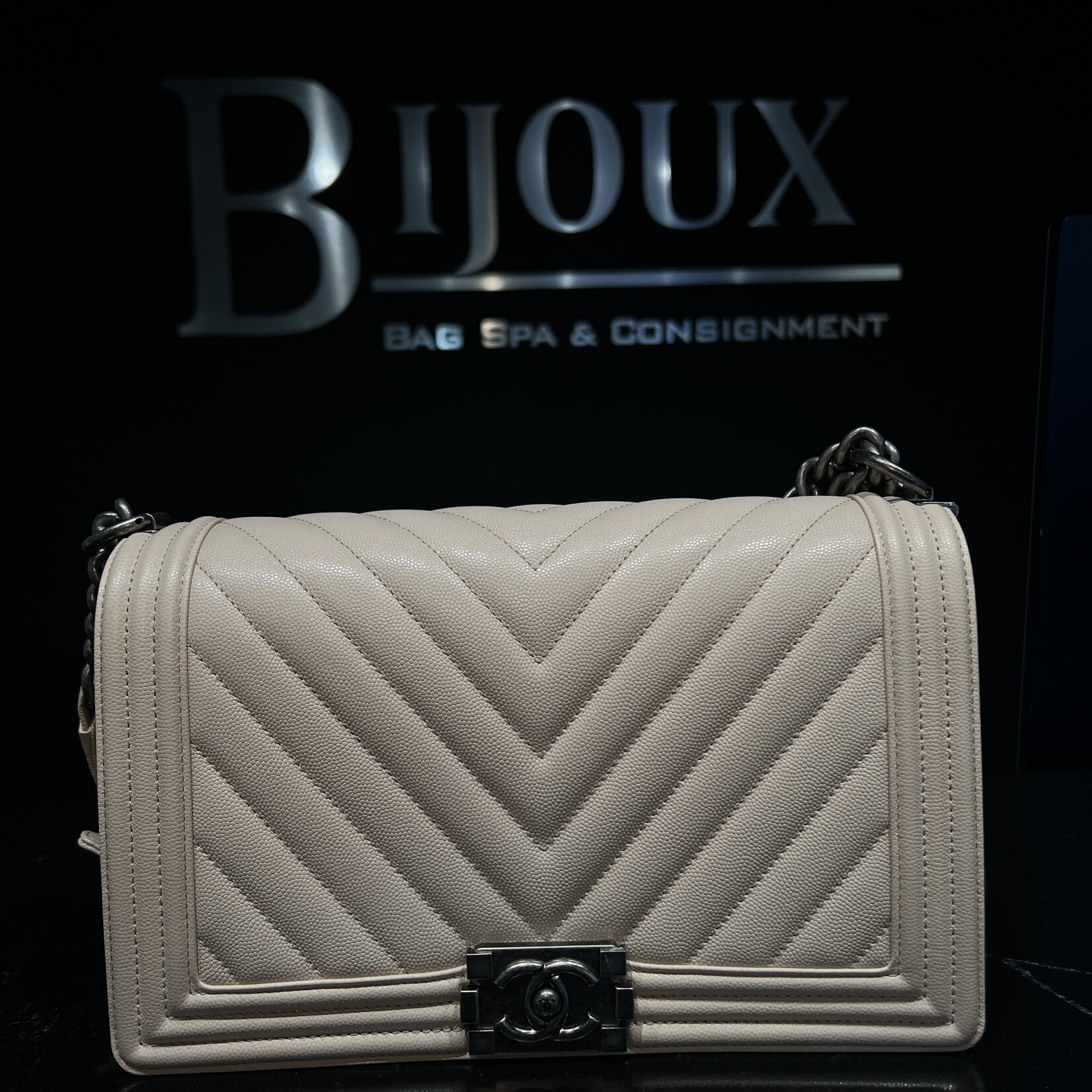 Chanel Chanel Old Medium Chevron Boy Bag