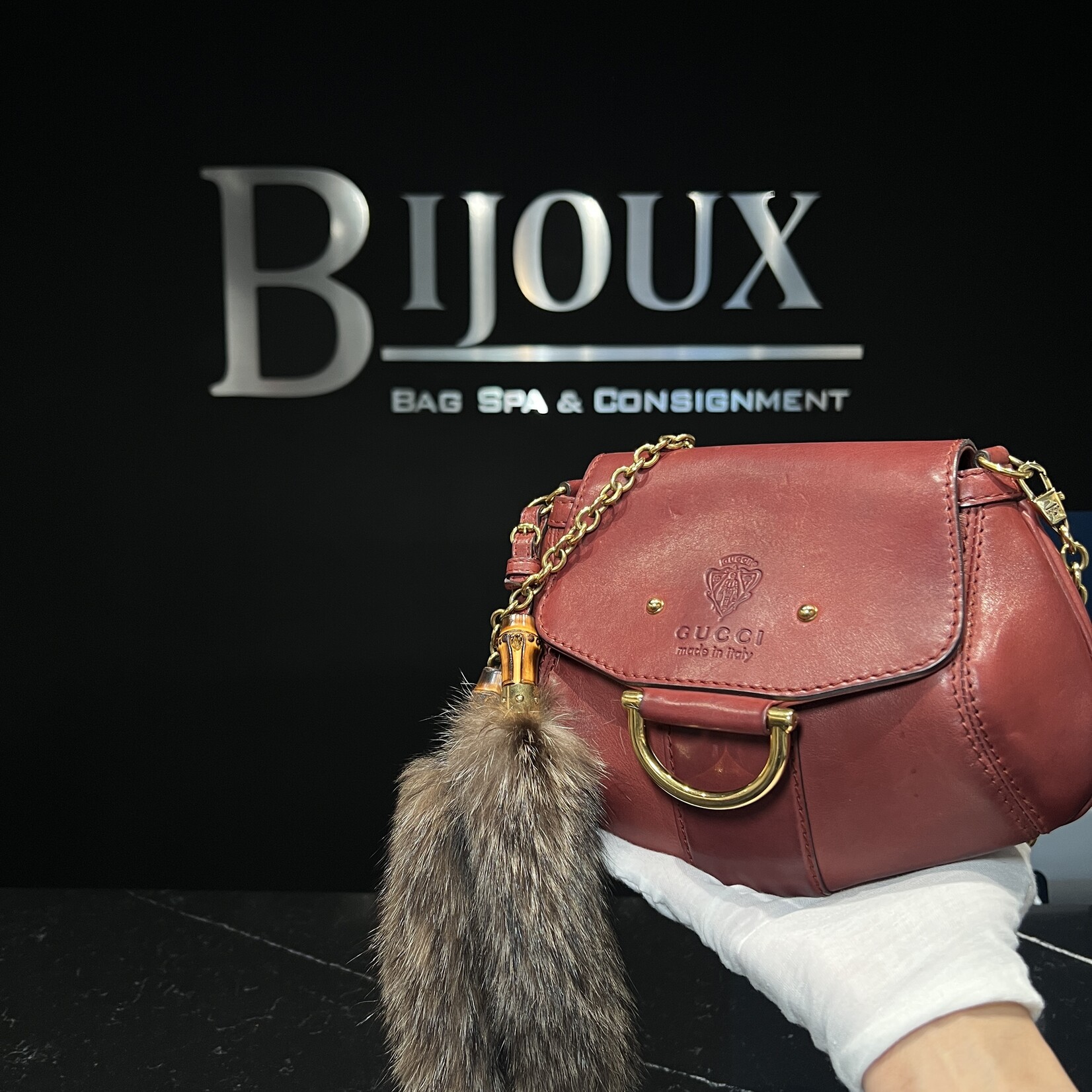 Gucci Gucci Raccoon Tail Small Smilla Chain Bag