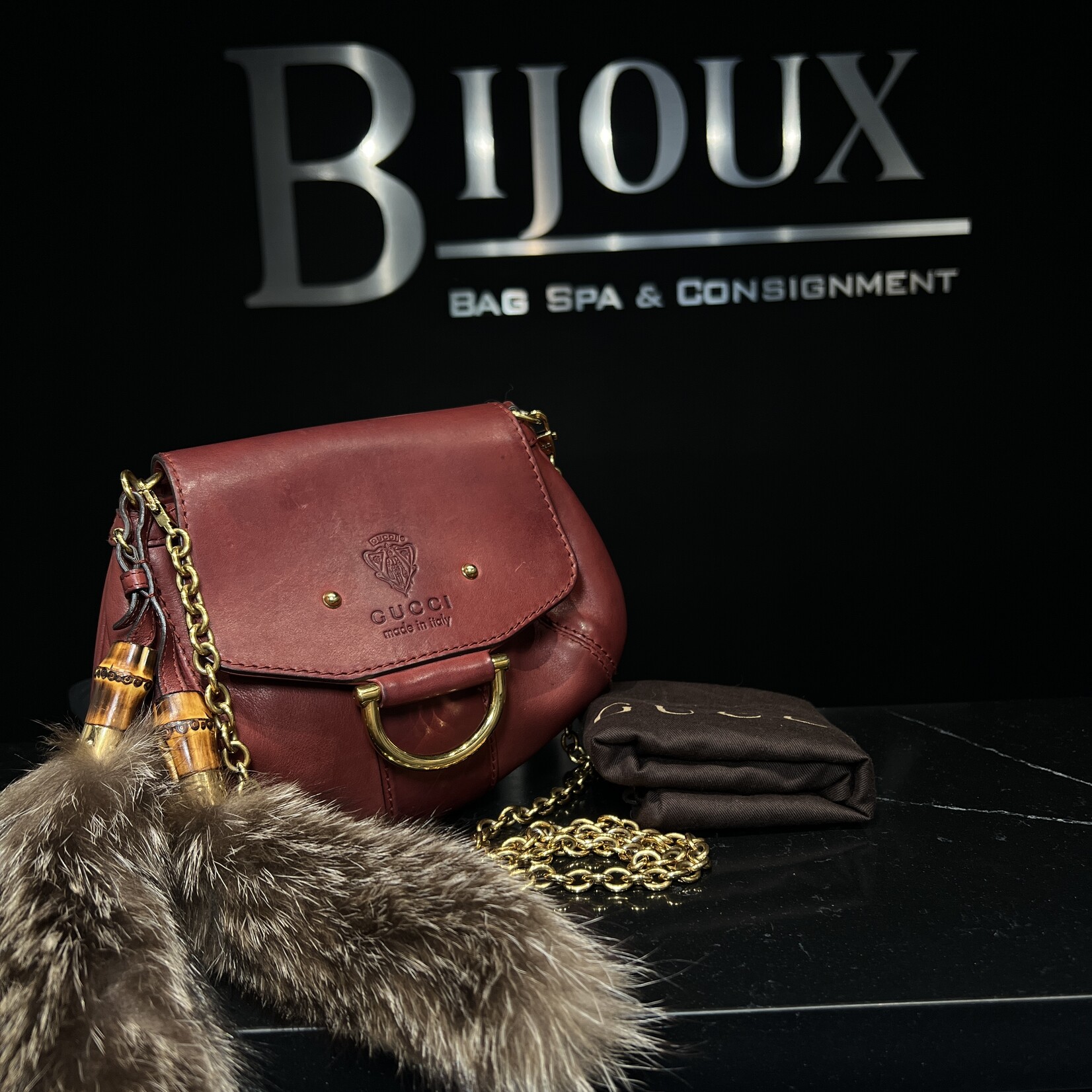 Gucci Gucci Raccoon Tail Small Smilla Chain Bag