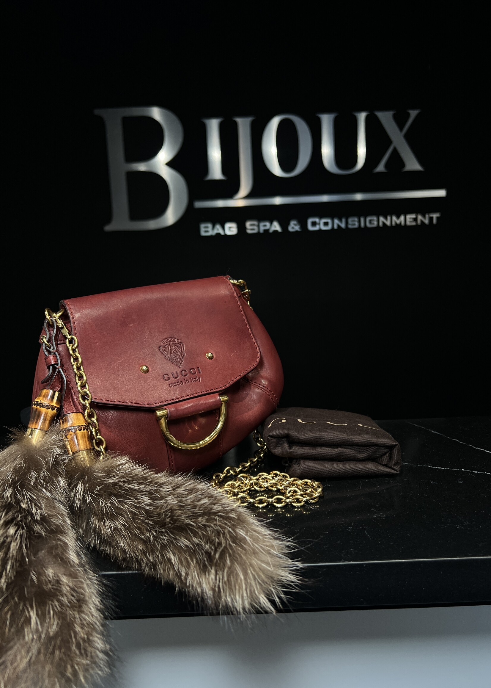 Gucci Gucci Raccoon Tail Small Smilla Chain Bag