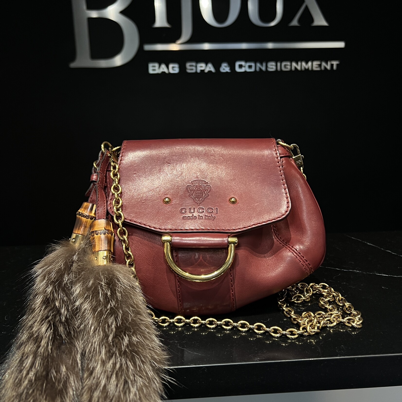 Gucci Gucci Raccoon Tail Small Smilla Chain Bag