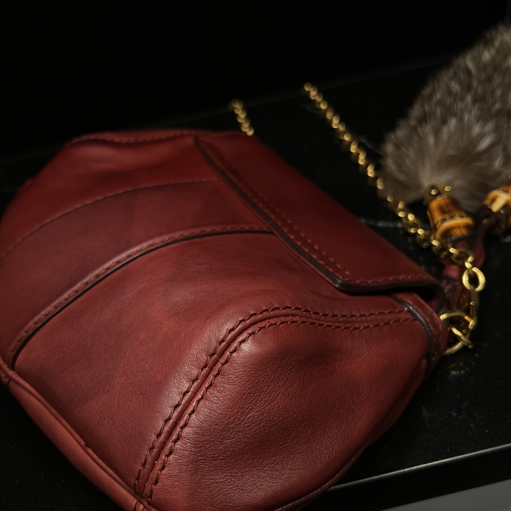 Gucci Gucci Raccoon Tail Small Smilla Chain Bag