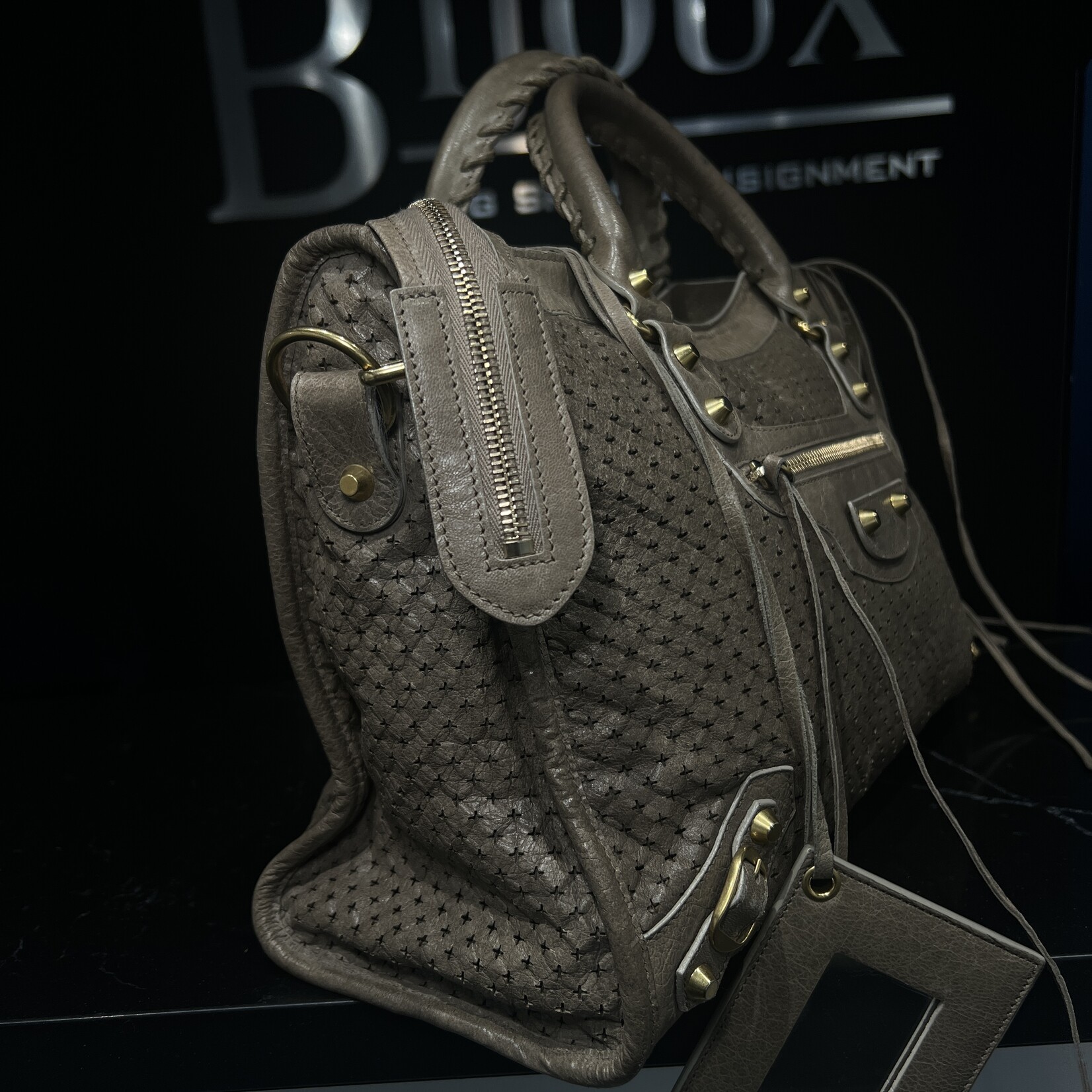 Balenciaga SOLD - Balenciaga Grey Perforated Motocross