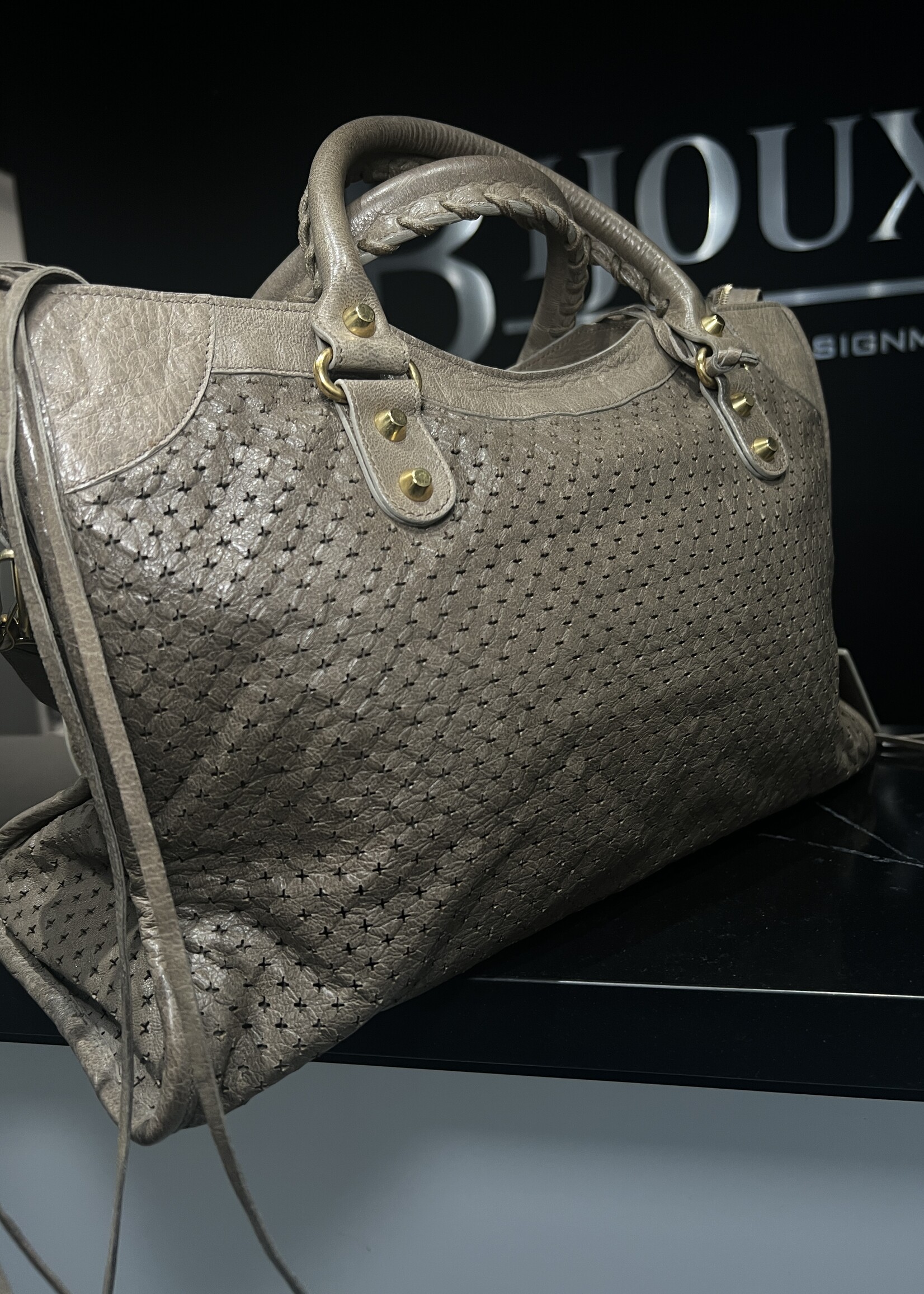 Balenciaga SOLD - Balenciaga Grey Perforated Motocross