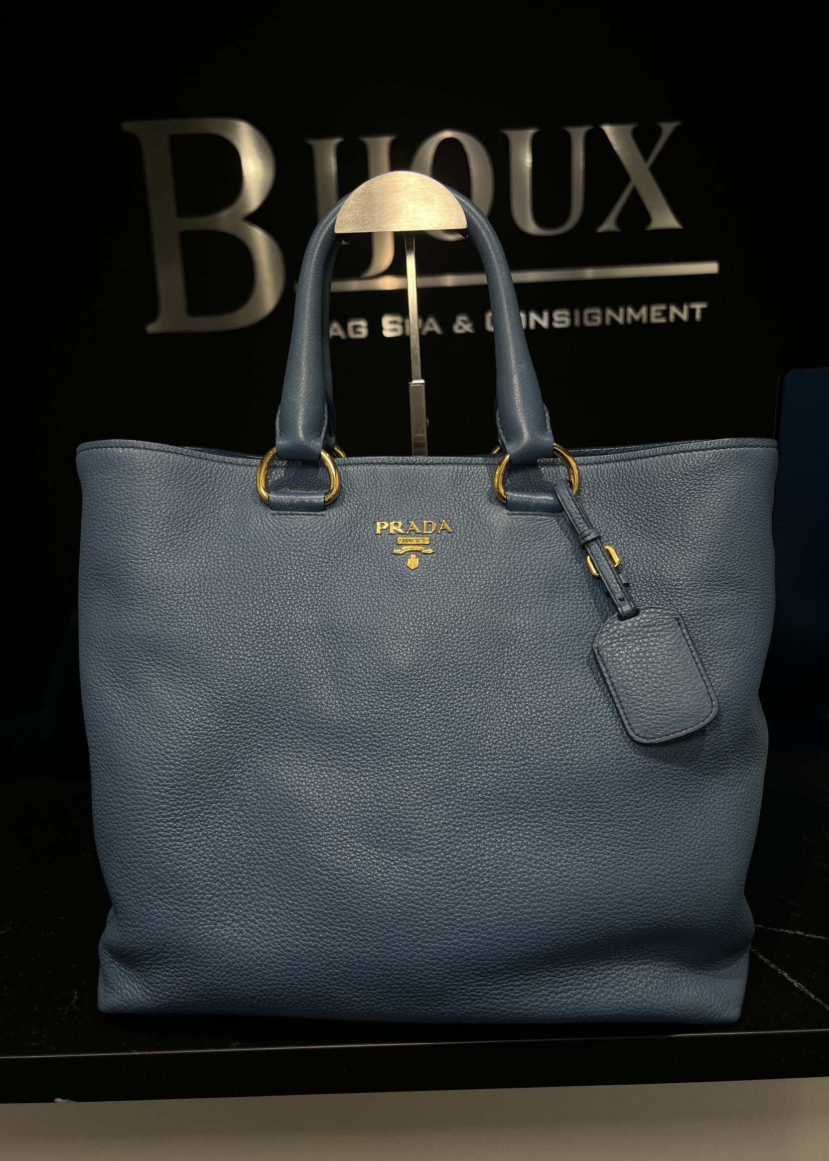 Prada Prada Vitello Daino Cobalto Tote