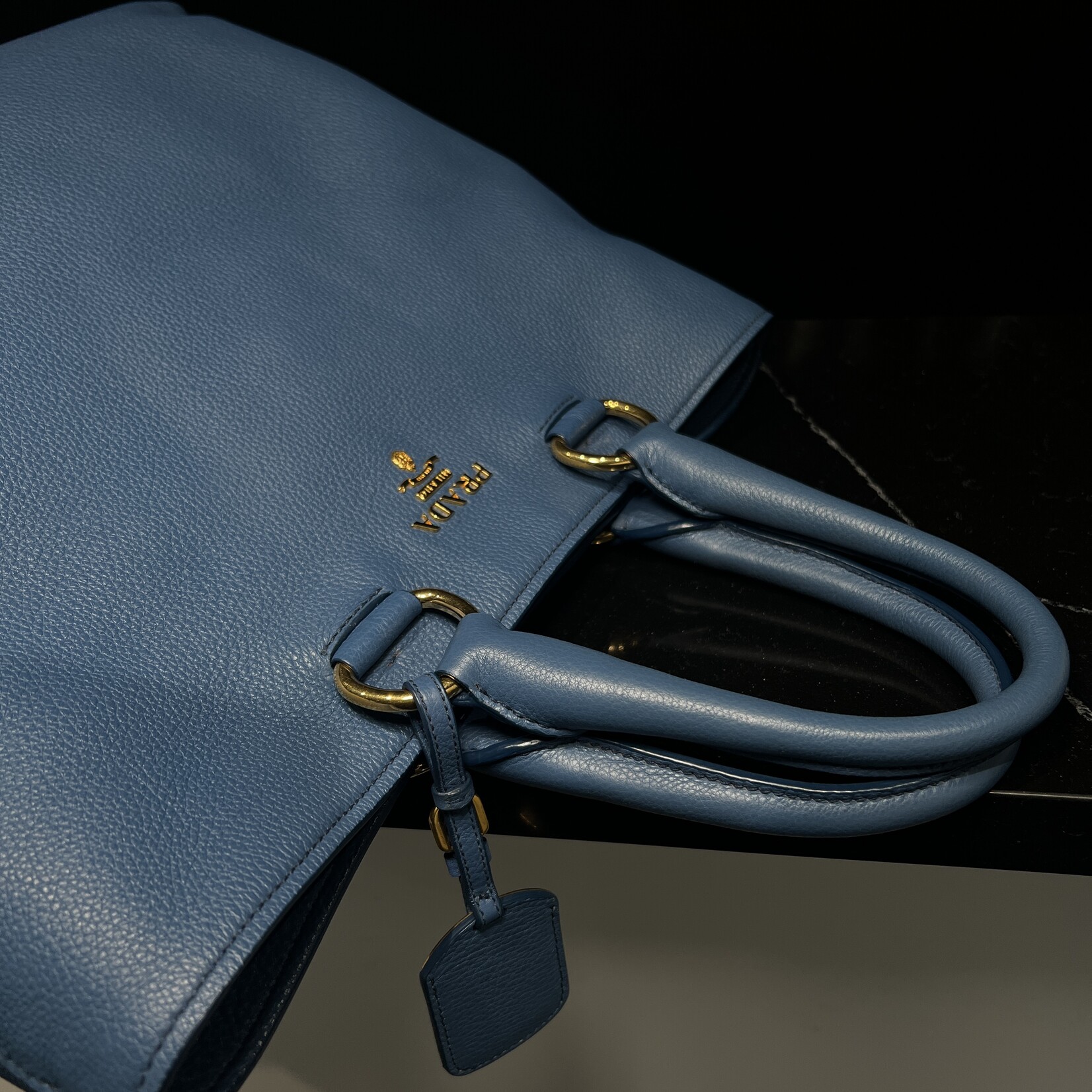 Prada Prada Vitello Daino Cobalto Tote