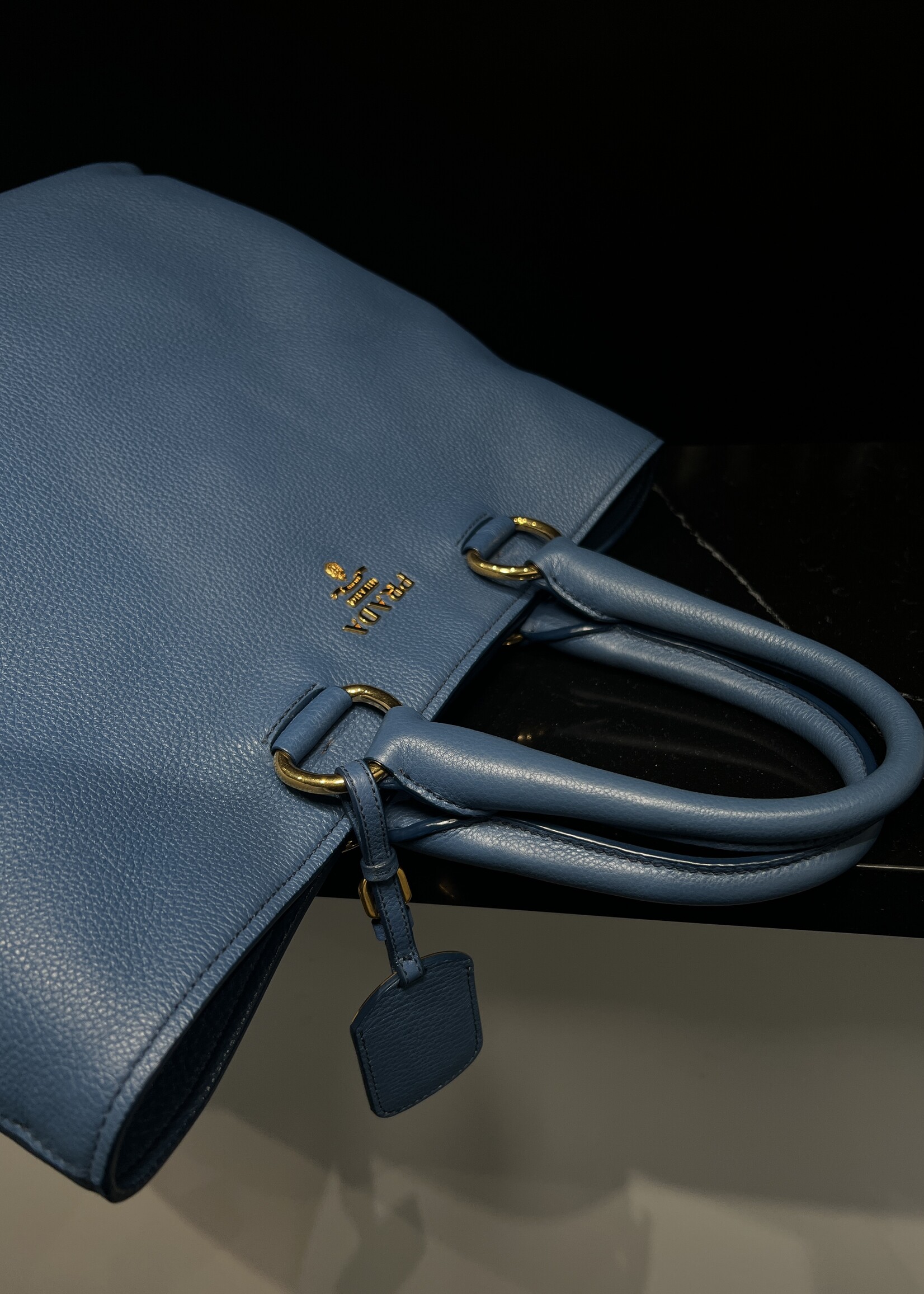 Prada Prada Vitello Daino Cobalto Tote