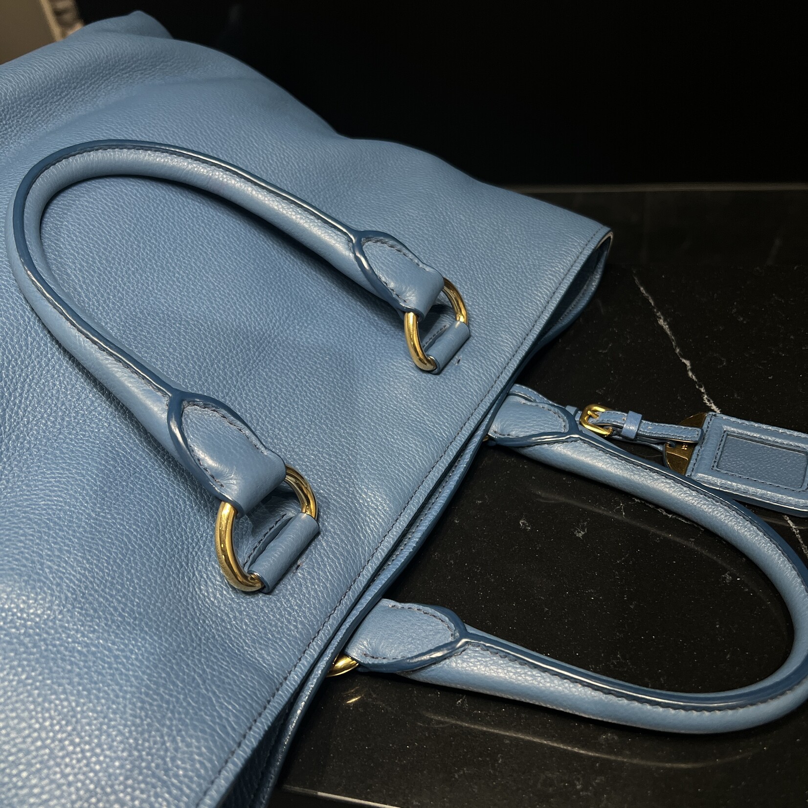 Prada Prada Vitello Daino Cobalto Tote