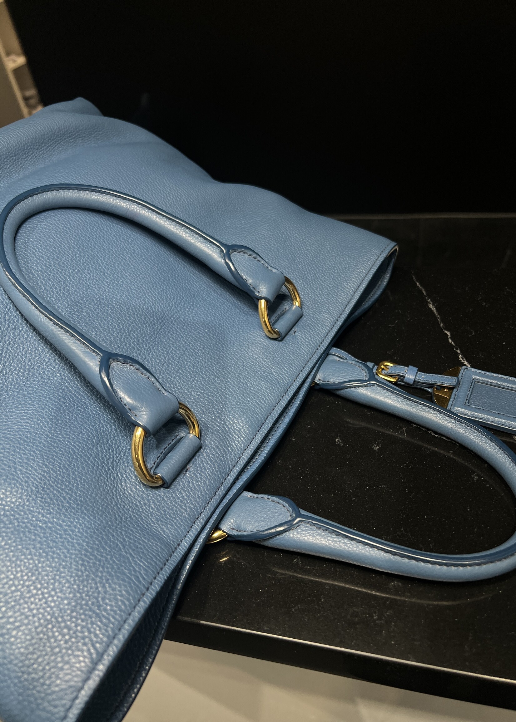 Prada Prada Vitello Daino Cobalto Tote